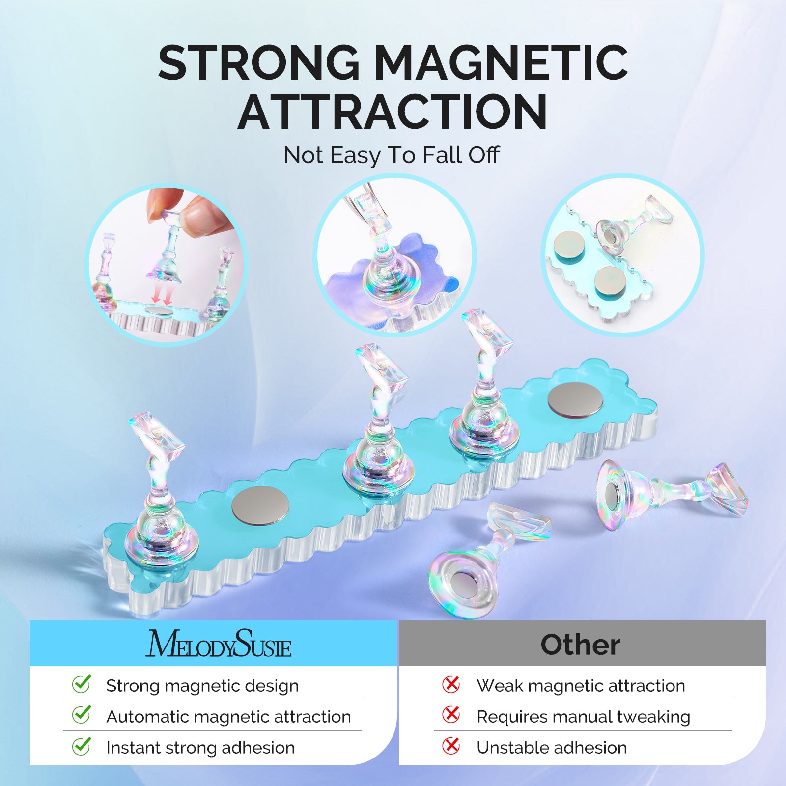 2 Sets Blue Acrylic Magnetic Nail Stand