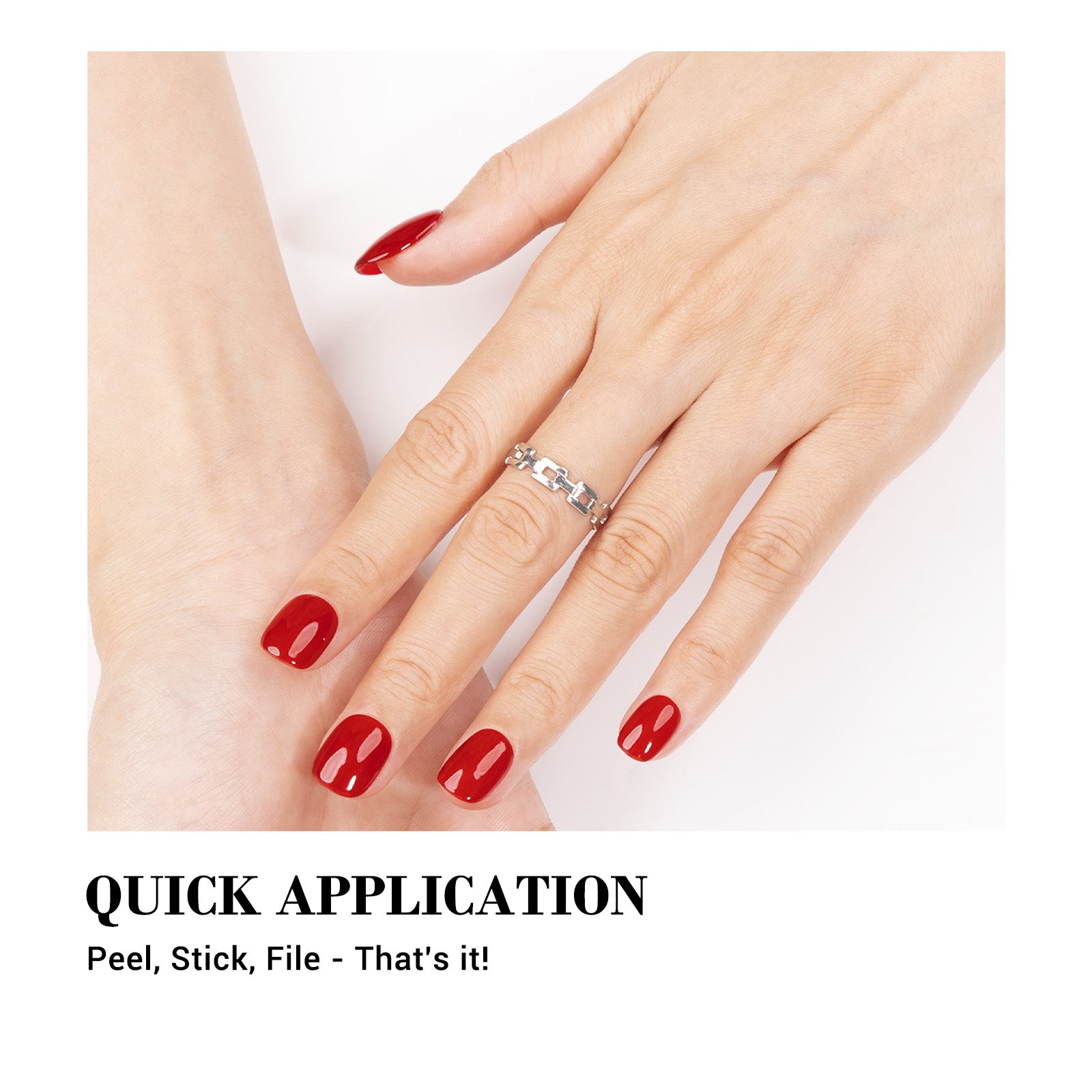 Qcoat Fully Cured Gel Nail Strips - Red(US ONLY)