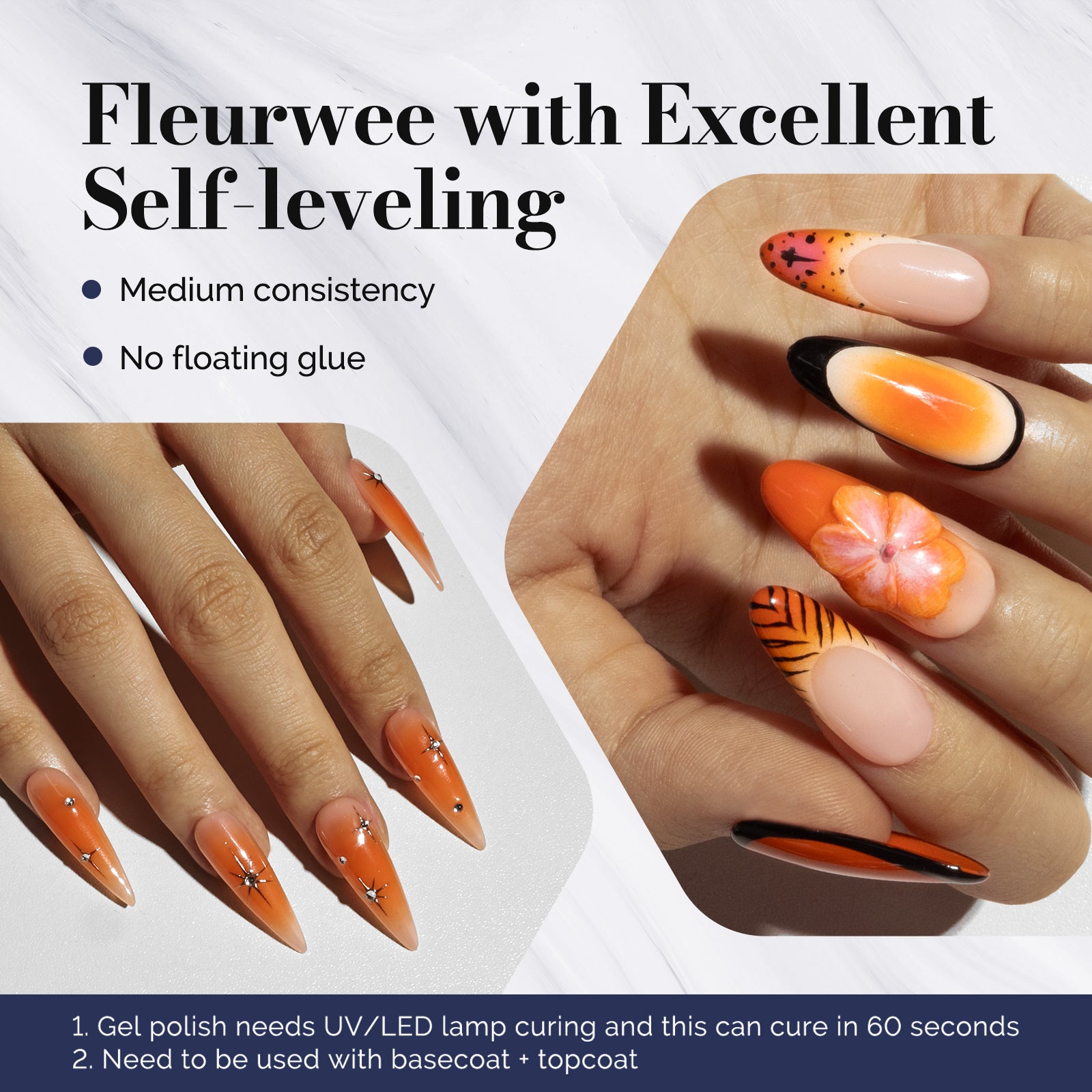 Fleurwee Gel Nail Polish Plant-based 0.5 fl oz/15ml - P43 Orange-Red Impatiens