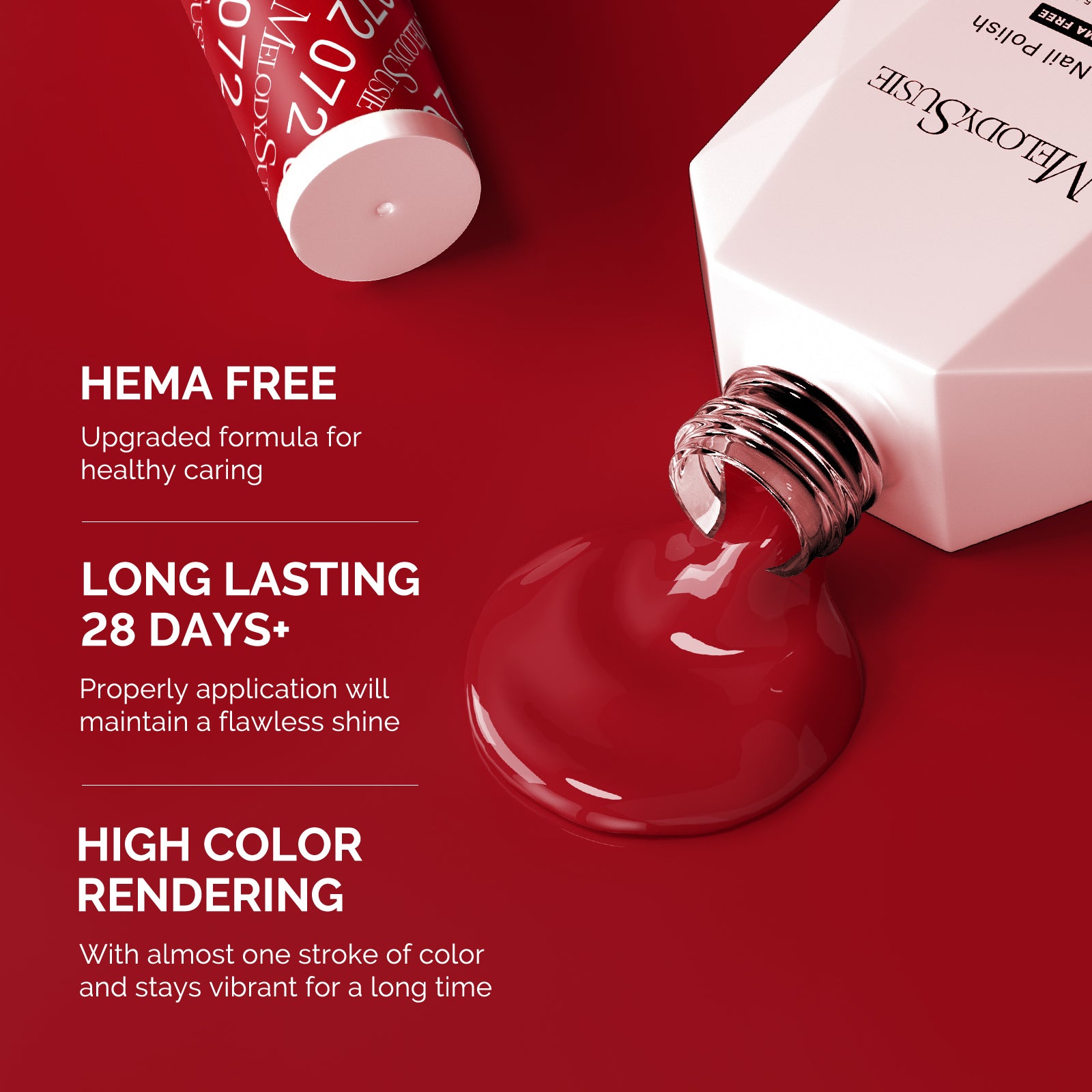 072 Red - Hema Free Gel Nail Polish 0.5 fl oz/15ml