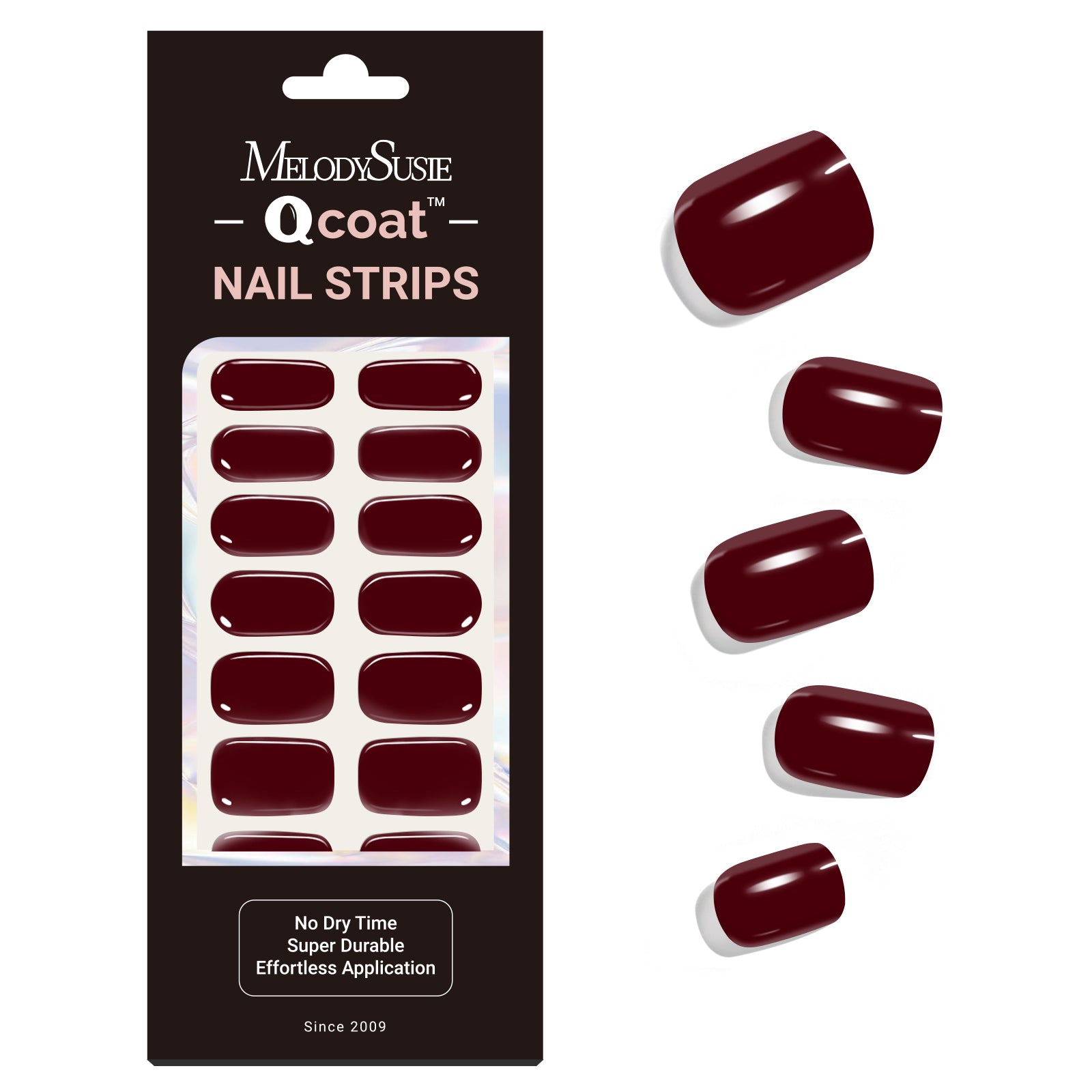 Qcoat Fully Cured Gel Nail Strips - Wine Red(US ONLY)