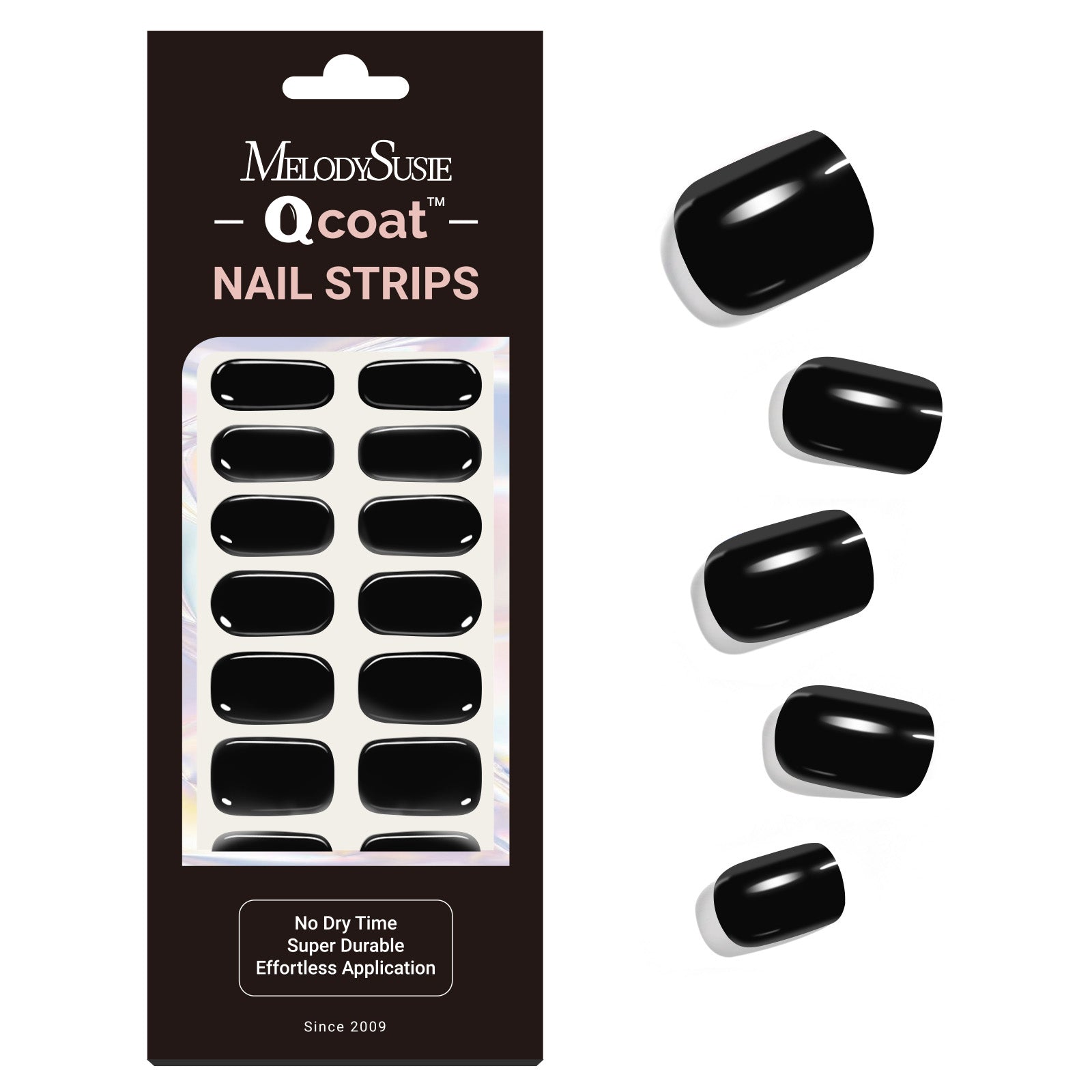 Qcoat Fully Cured Gel Nail Strips - Black(US ONLY)