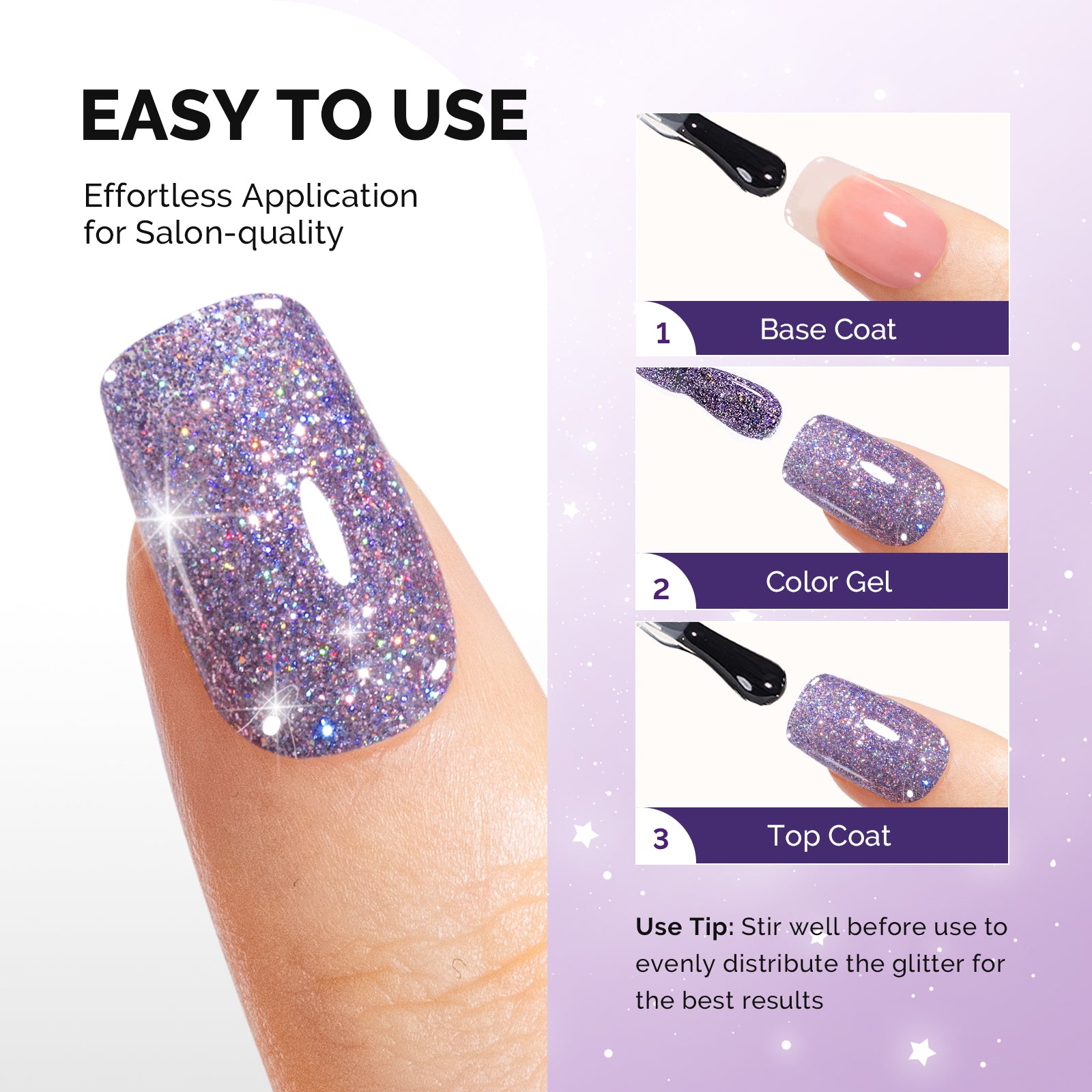 Galaliver Glitter Gel Nail Polish 15ml - X05 Courage Purple