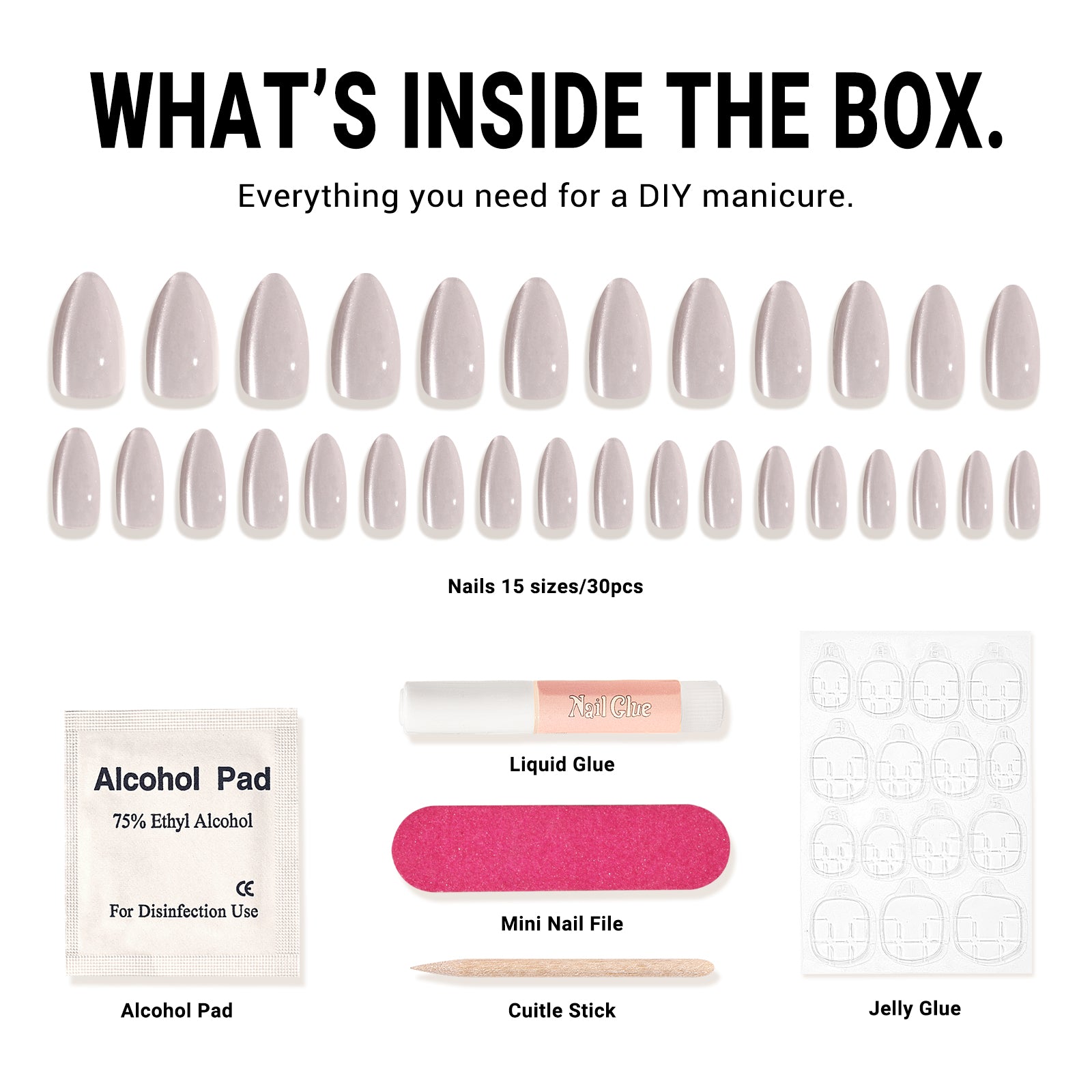 Nude Pink Cat Eye Press On Nails Kit - US ONLY