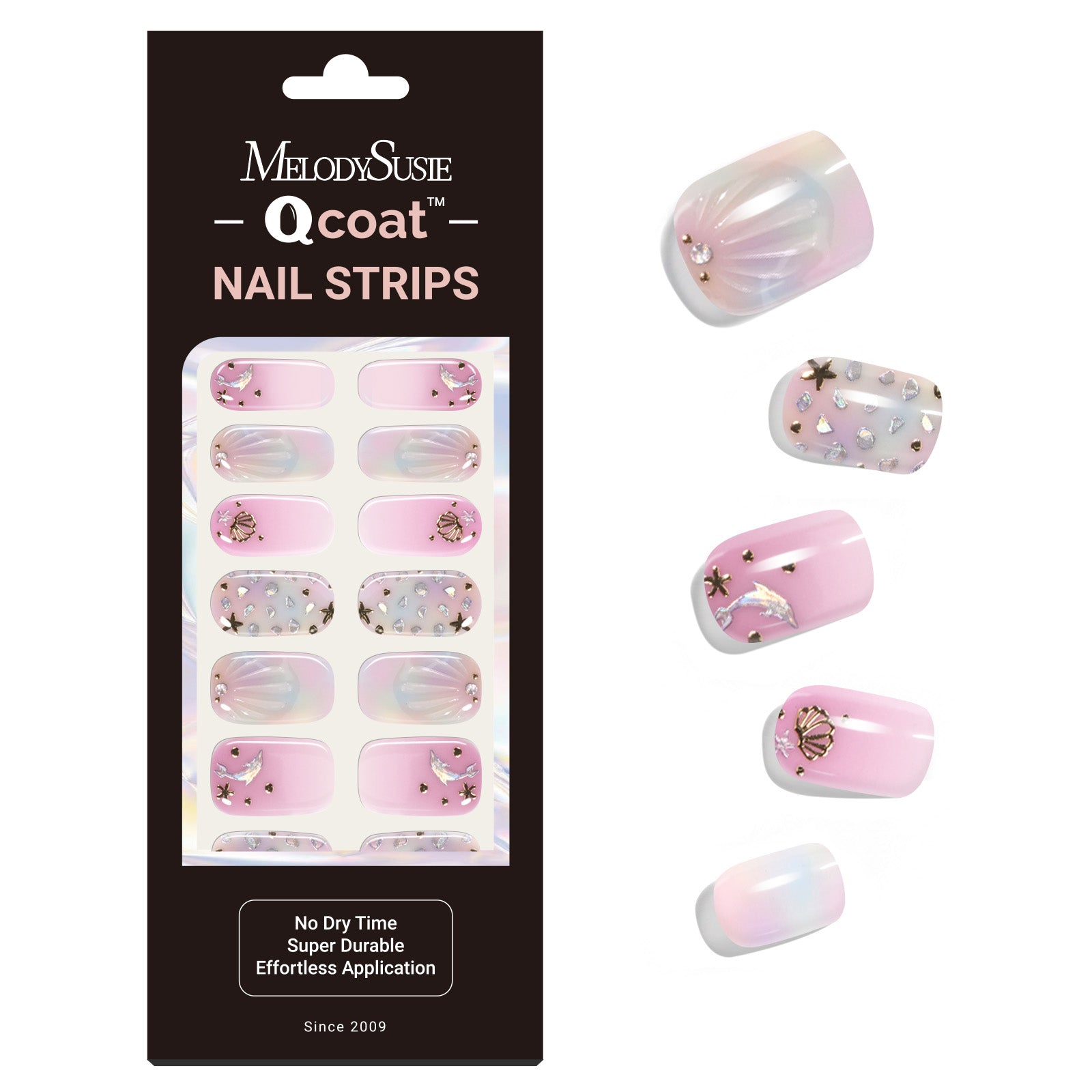 Qcoat Fully Cured Gel Nail Strips - Gradient Pink(US ONLY)