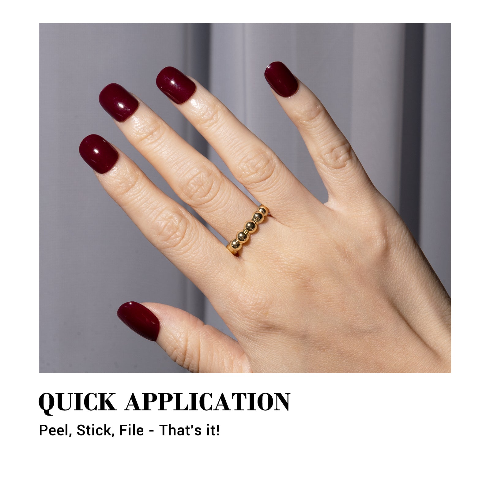 Qcoat Fully Cured Gel Nail Strips - Wine Red(US ONLY)