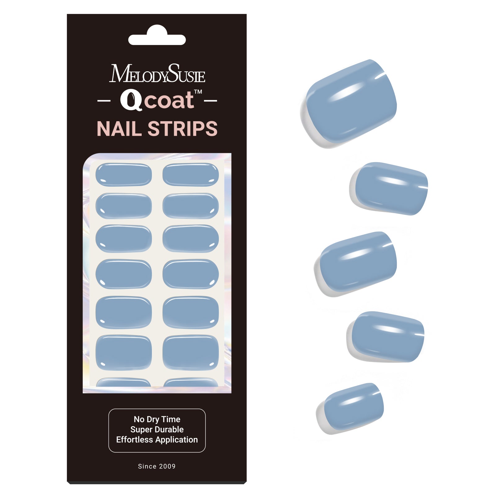 Qcoat Fully Cured Gel Nail Strips - Baby Blue(US ONLY)