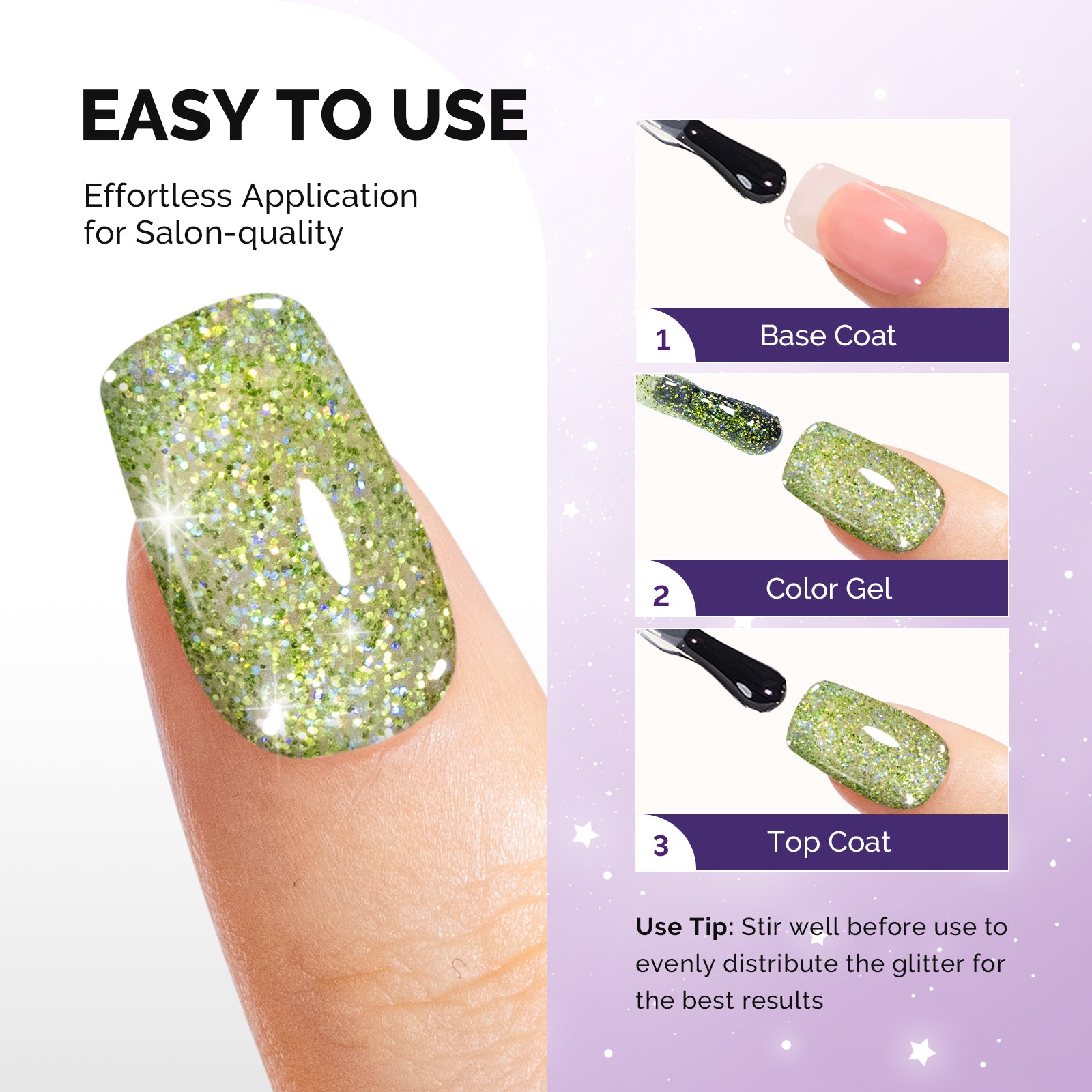 Galaliver Glitter Gel Nail Polish 15ml - X08 Elf Green