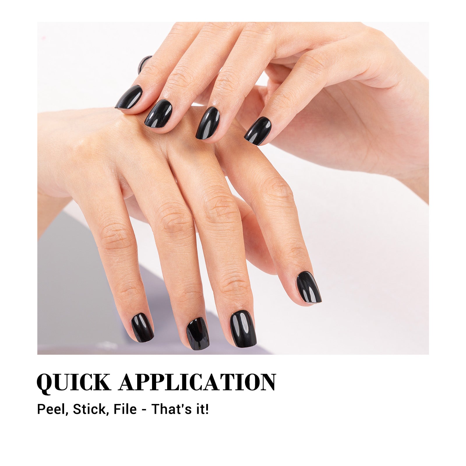 Qcoat Fully Cured Gel Nail Strips - Black(US ONLY)