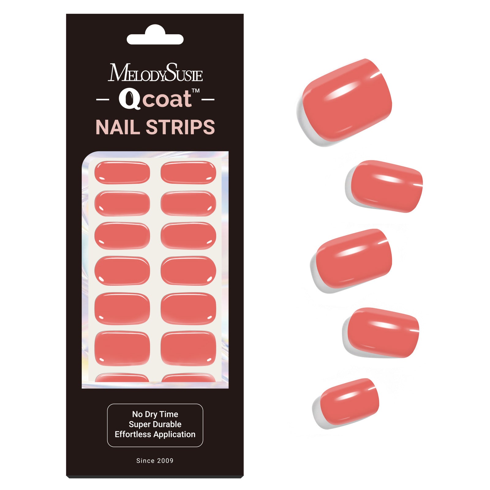 Qcoat Fully Cured Gel Nail Strips - Coral(US ONLY)