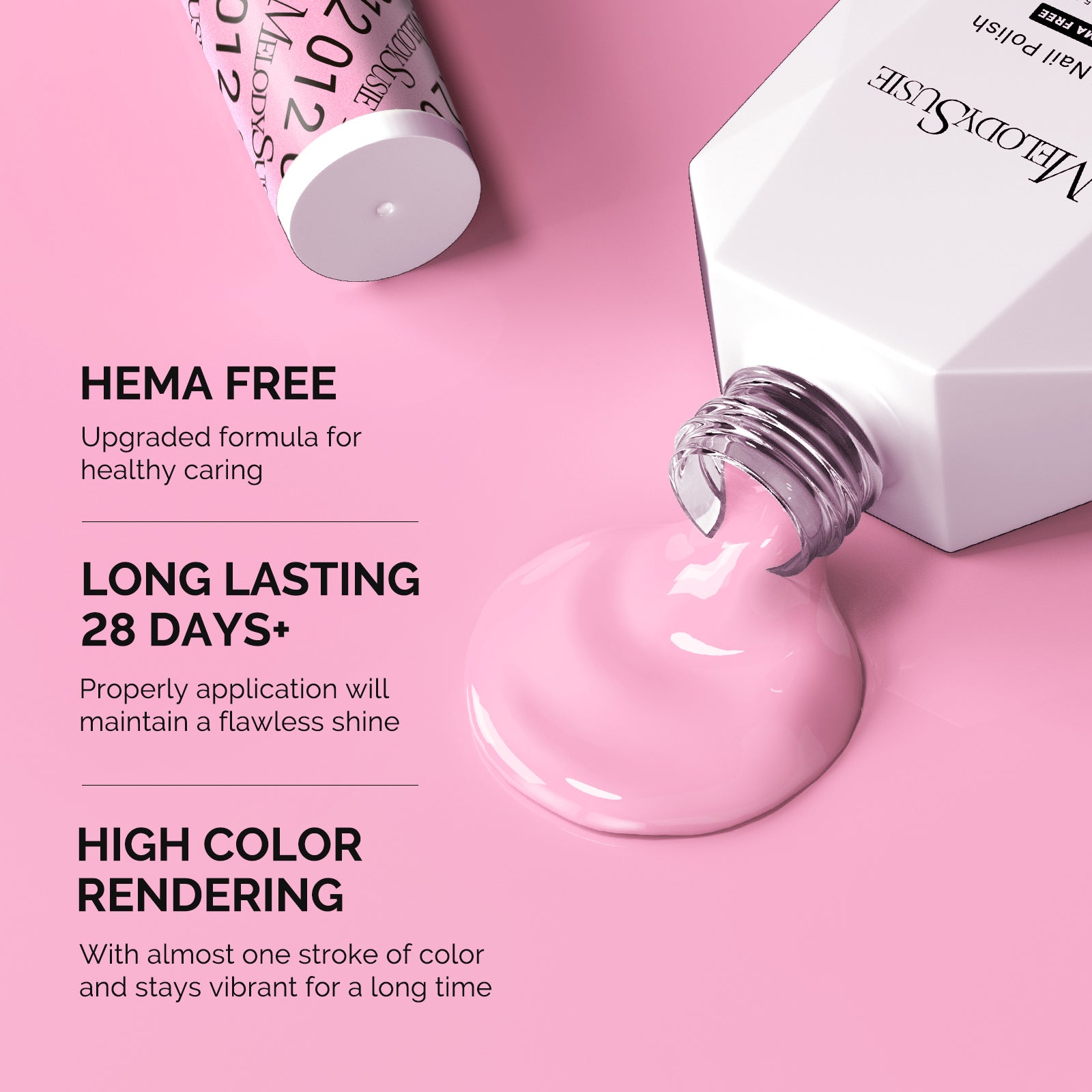 012 Pretty Pink - Hema Free Gel Nail Polish 0.5 fl oz/15ml