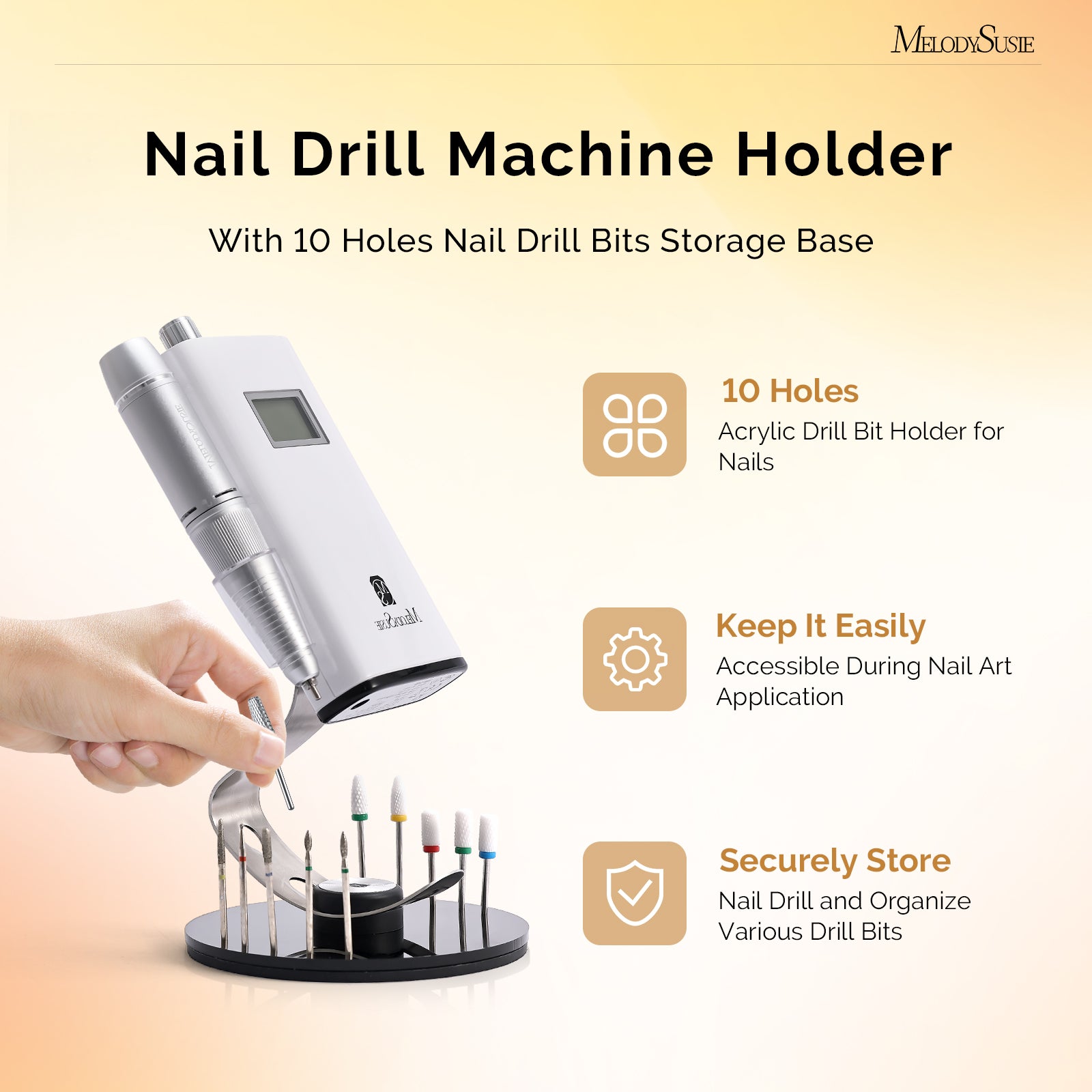 Nail Drill Machine Holder with 10 Holes Nail Drill Bits