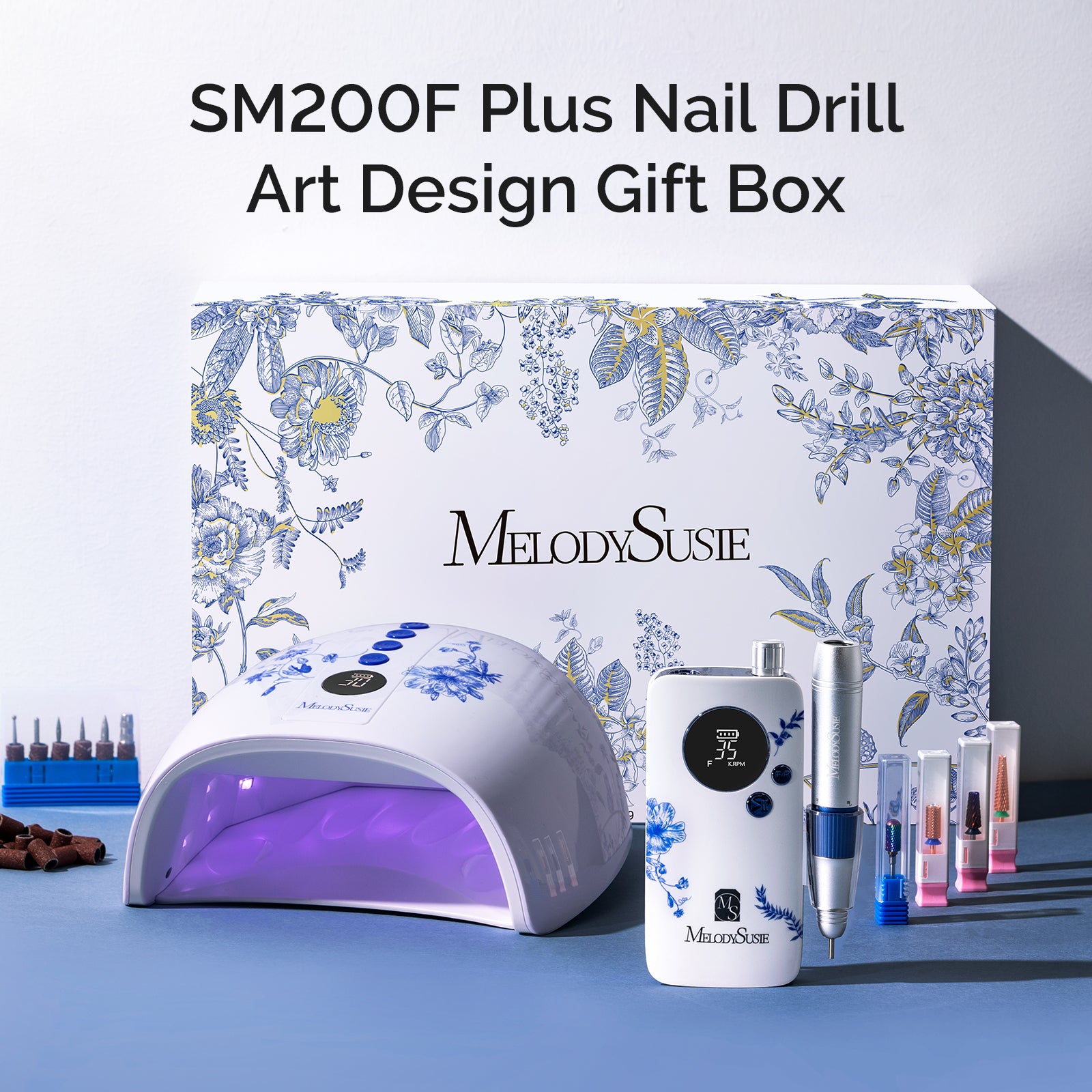 SM200F Plus Rechargeable 35000RPM Nail Drill Art Design Gift Box