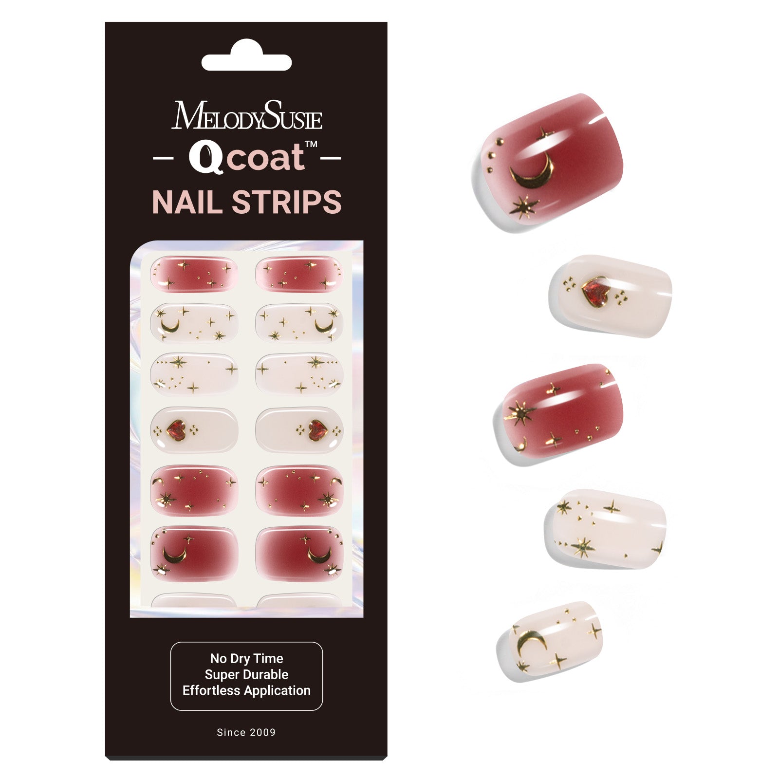 Qcoat Fully Cured Gel Nail Strips - Red Moonlight(US ONLY)