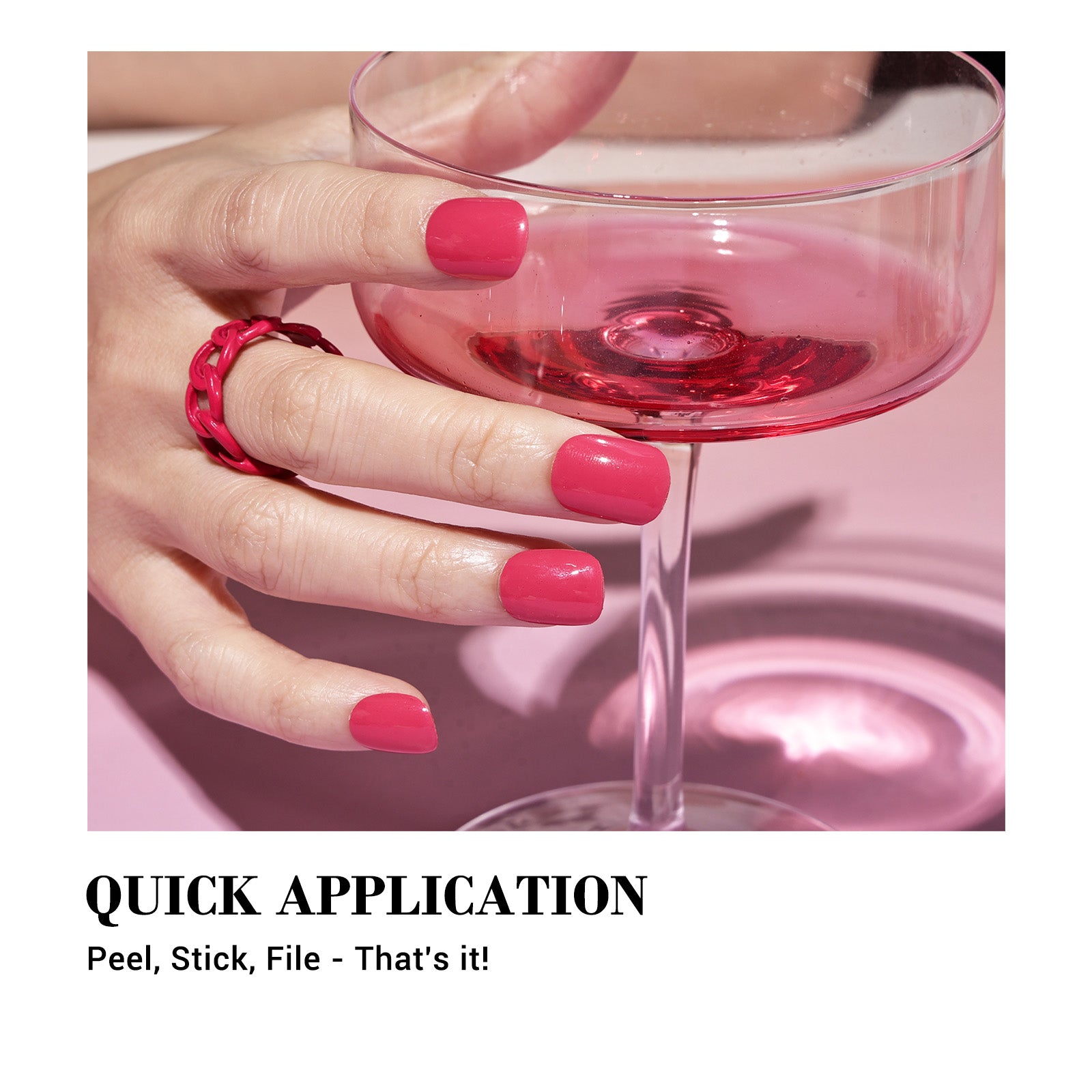 Qcoat Fully Cured Gel Nail Strips - Hot Pink(US ONLY)