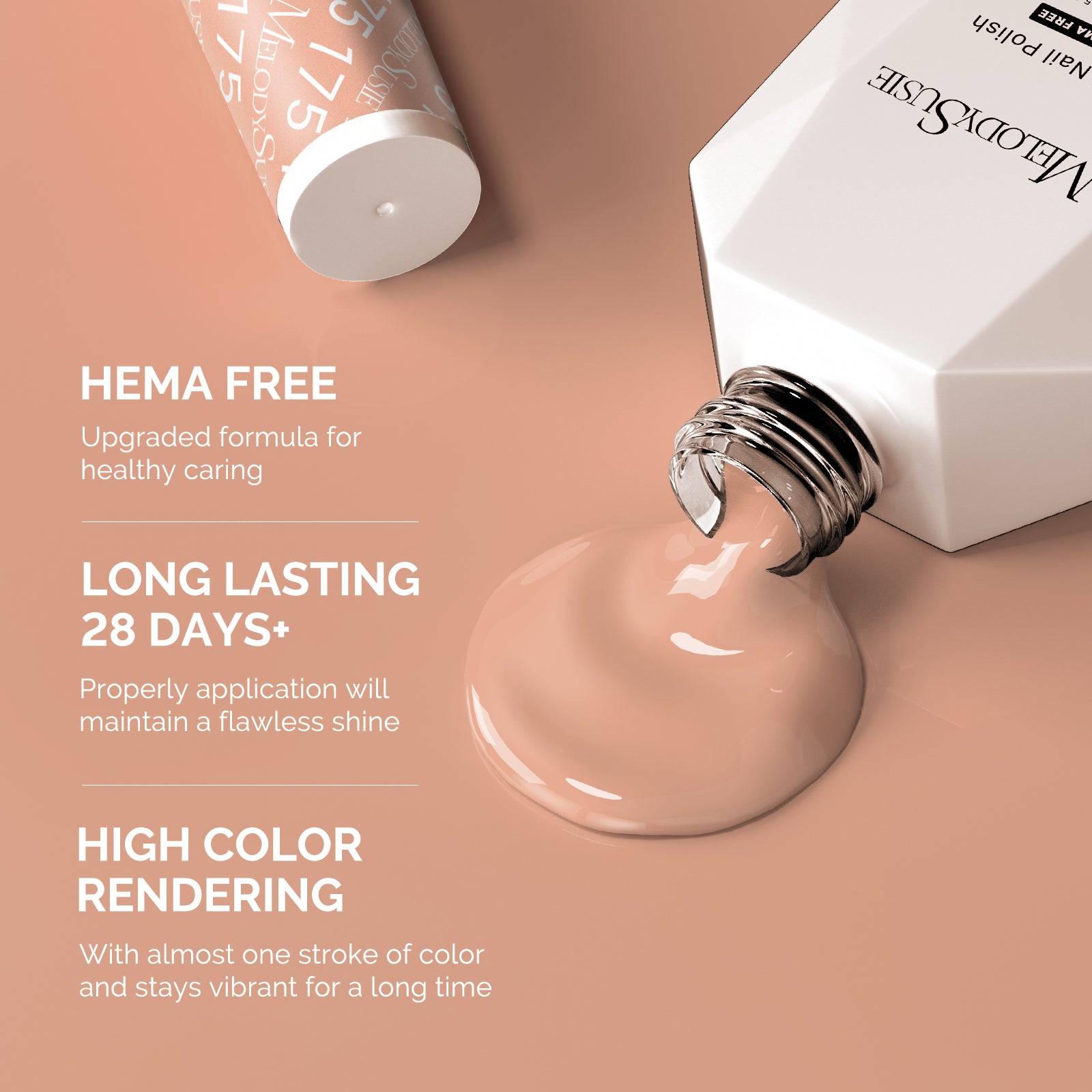 175 Peach Nude - Hema Free Gel Nail Polish 0.5 fl oz/15ml