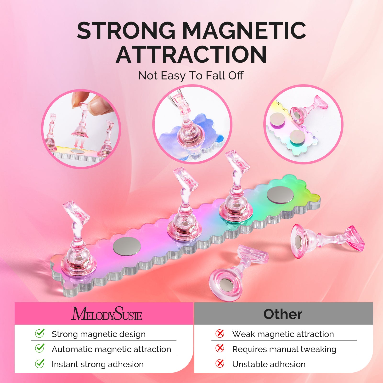 2 Sets Acrylic Magnetic Nail Stand