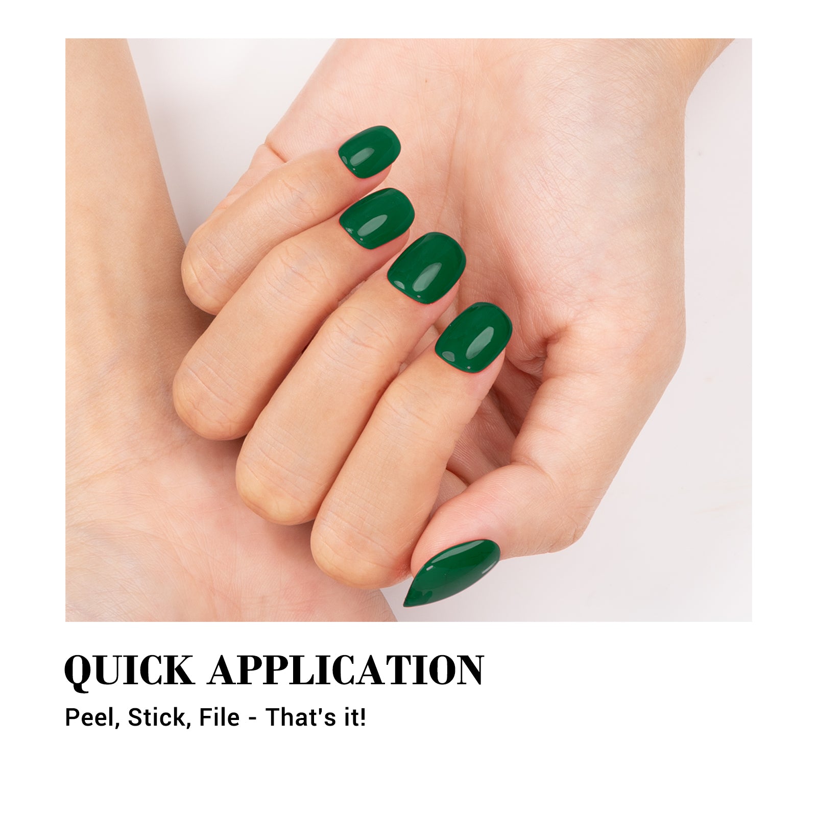 Qcoat Fully Cured Gel Nail Strips - Green (US ONLY)