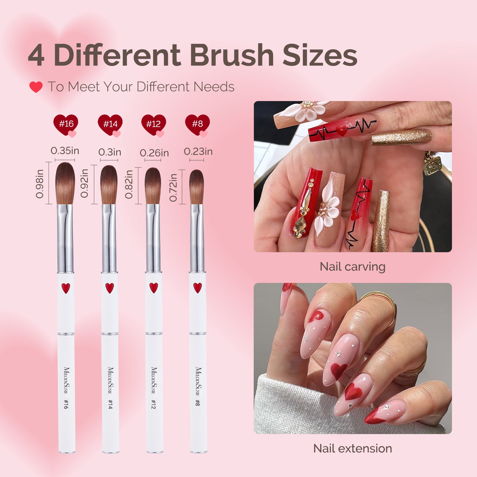 Acrylic Nail Brush Set (4Pcs) - White