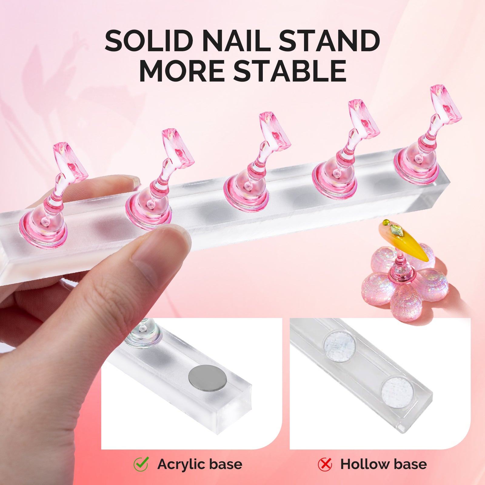 2 Sets Acrylic Magnetic Nail Stand and 102pcs Reusable Adhesive Putty