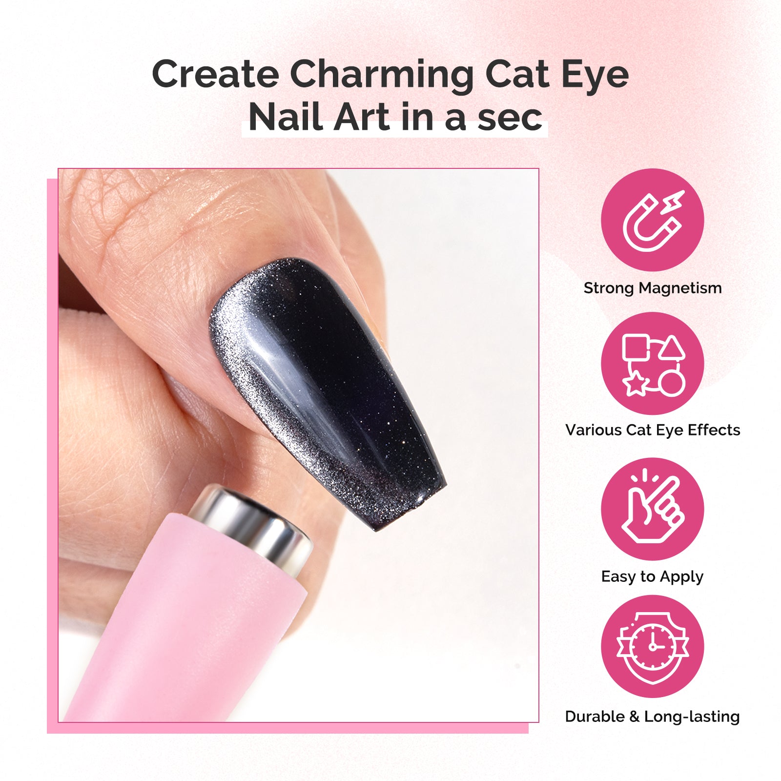 5 in 1 Multifunctional Cat Eye Gel Nail Polish Magnet - Pink