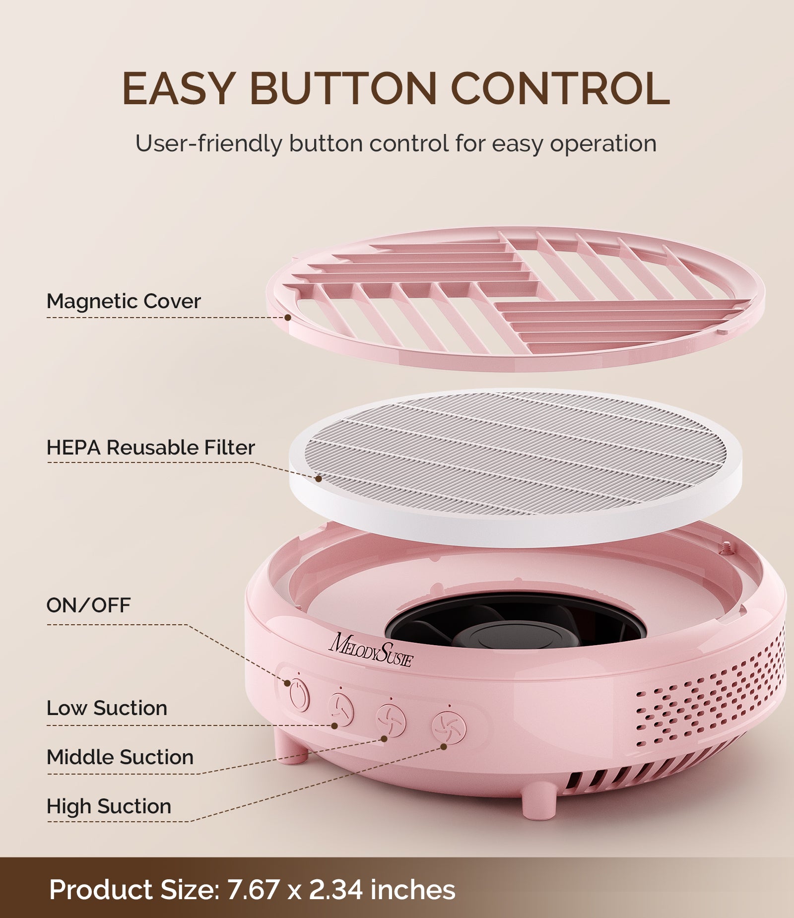 HPro Nail Dust Collector - Pink