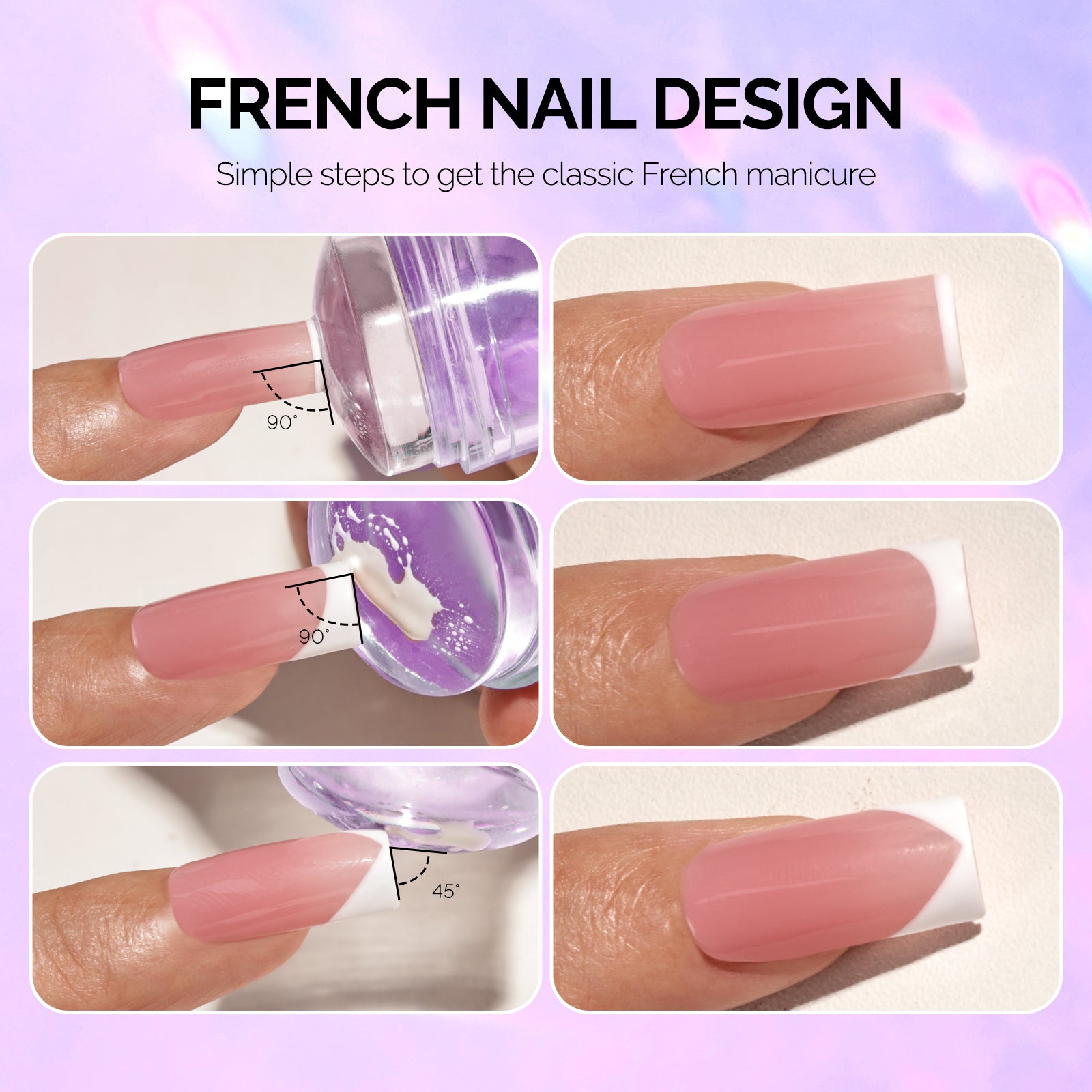 French Nail Stamper Kit 4PCS - Purple