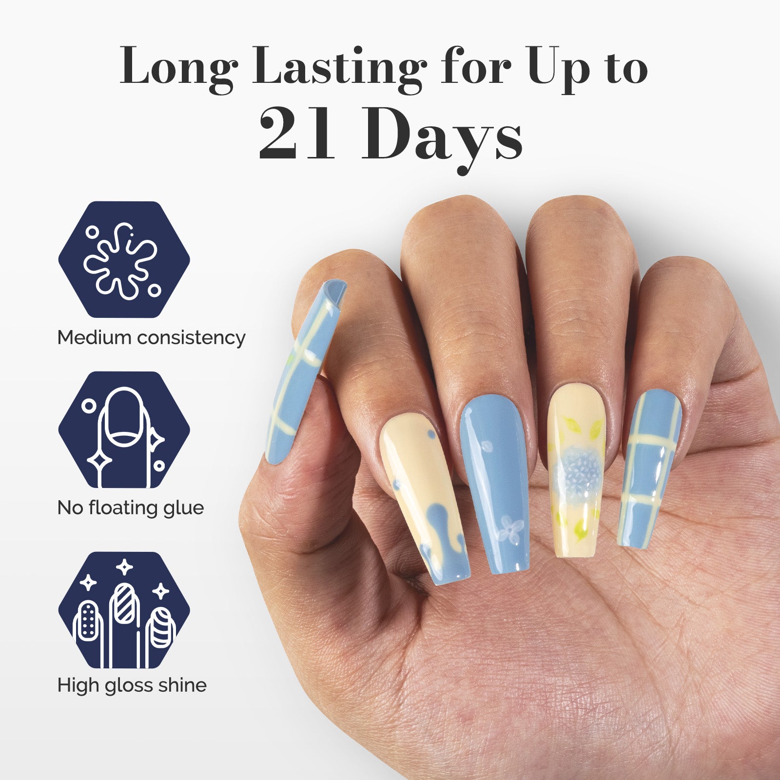 2Pcs Fleurwee Gel Polish - Pale Yellow&Gray Blue-P09+P32