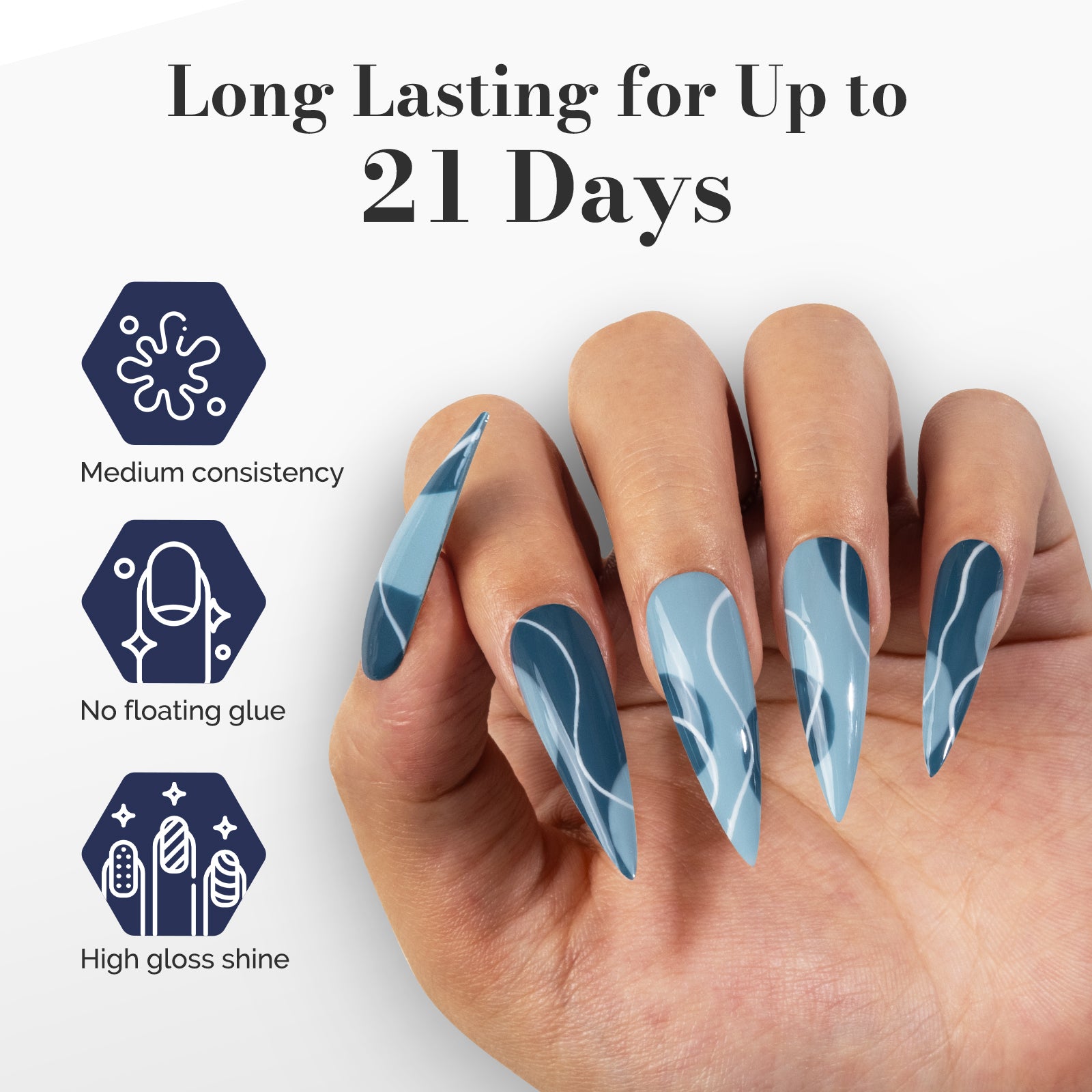 2Pcs Fleurwee Gel Polish - Gray Blue&Dark Indigo Blue-P16+P32