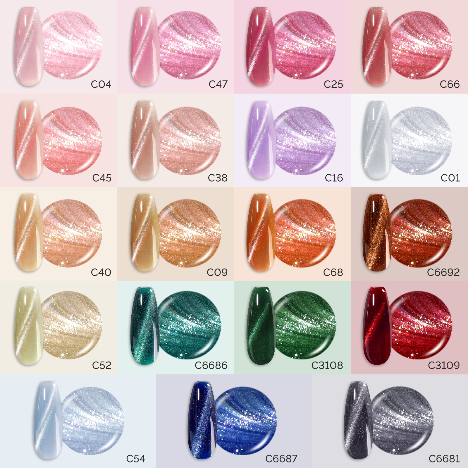 Jeweliver Cat Eye Gel Nail Polish - 19 Colors