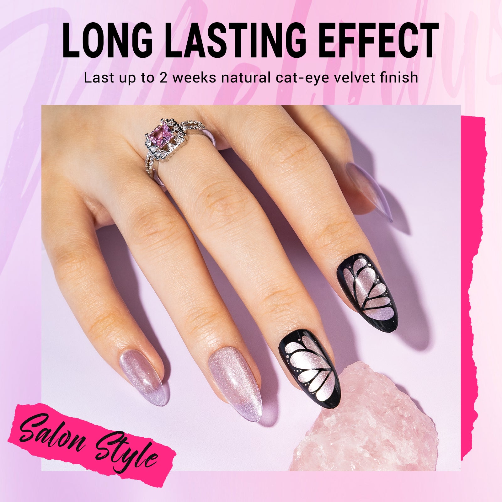 Purple Butterfly Press On Nails Kit - US ONLY