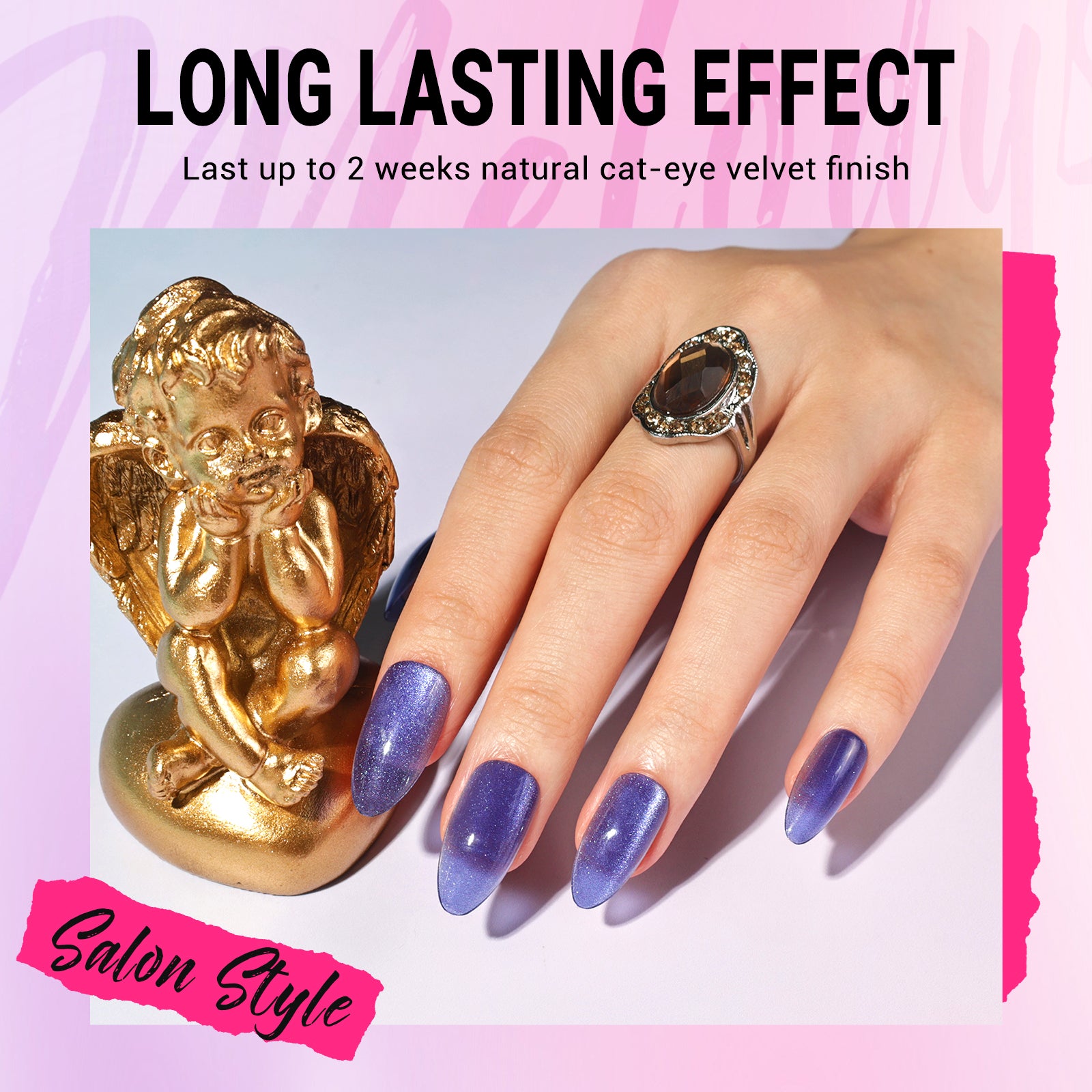 Crystal Purple Cat Eye Press On Nails Kit - US ONLY