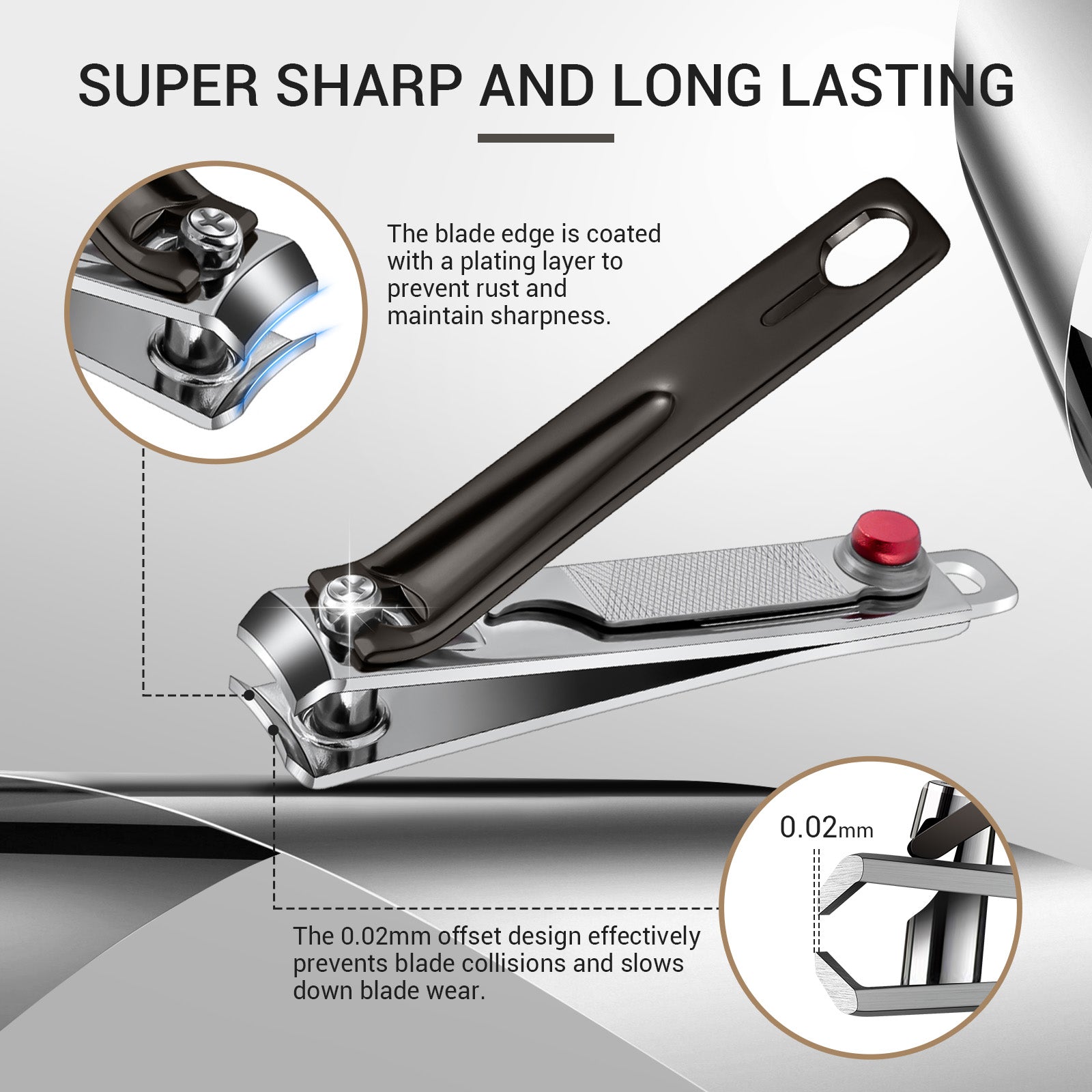 Stainless Steel Nail Clippers 3 in 1 Kit - Black