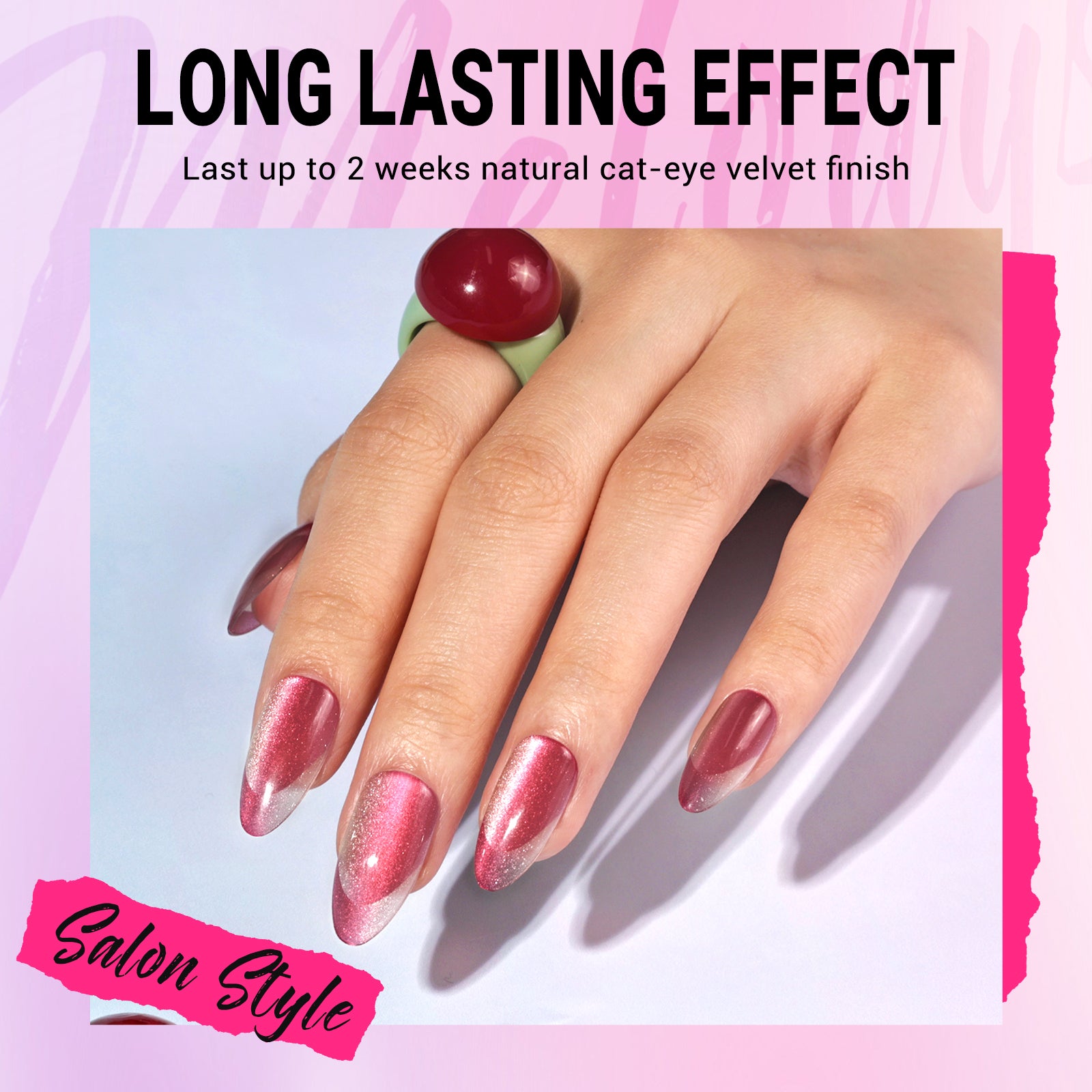 Light Pink Cat Eye Press On Nails Kit - US ONLY