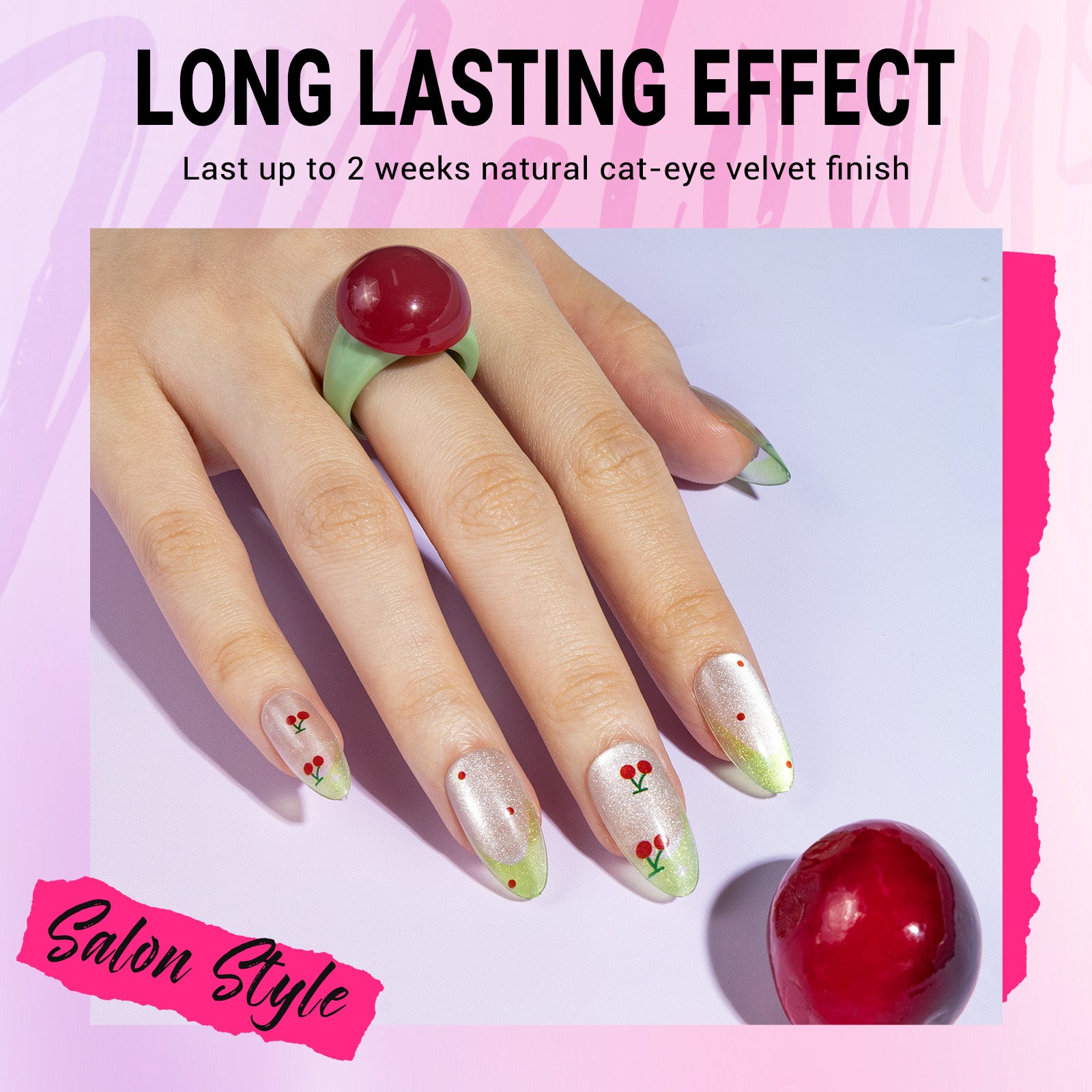 Cherry Press On Nails Kit - US ONLY