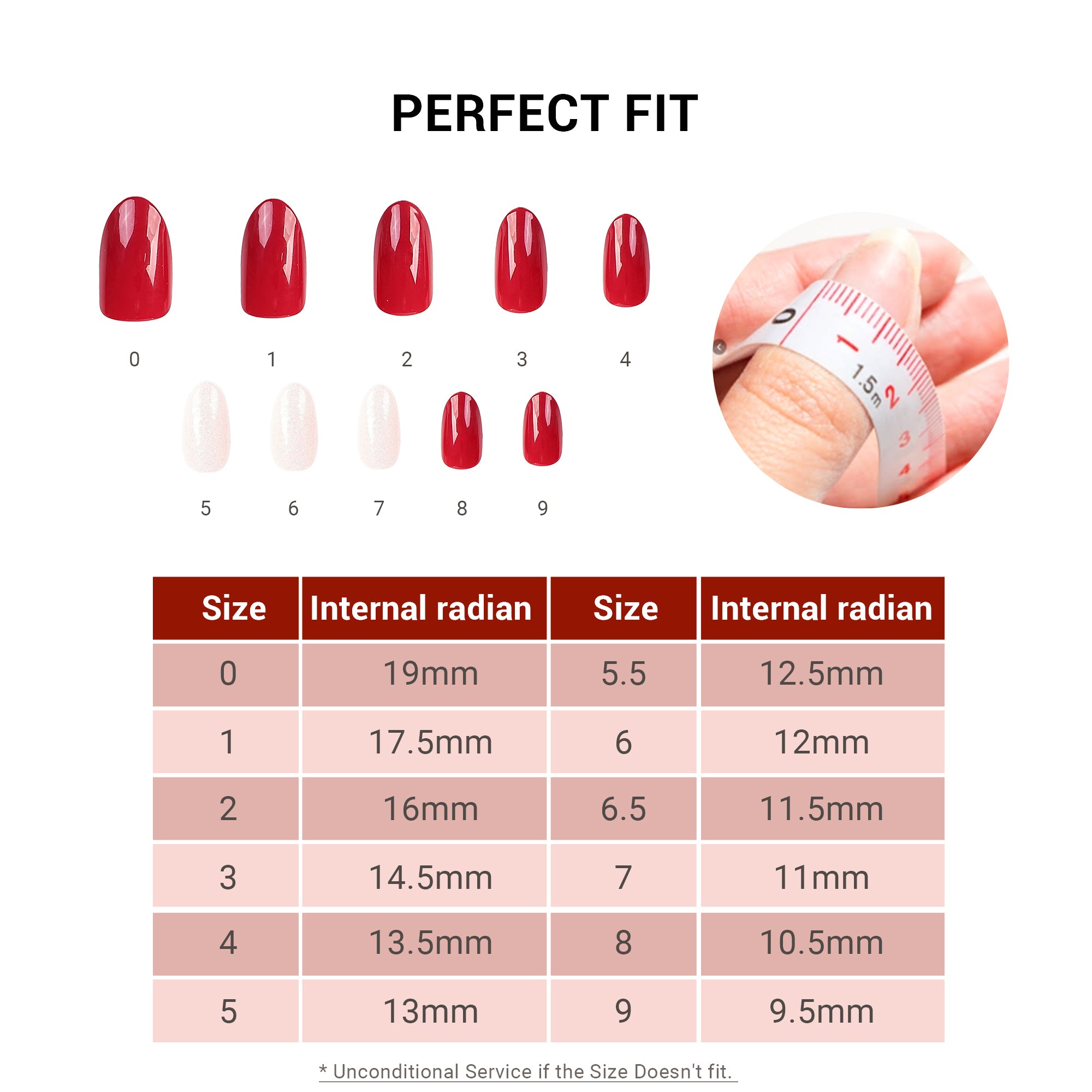 Acrylic Press On Nails - Short Almond Shape Elegant Red