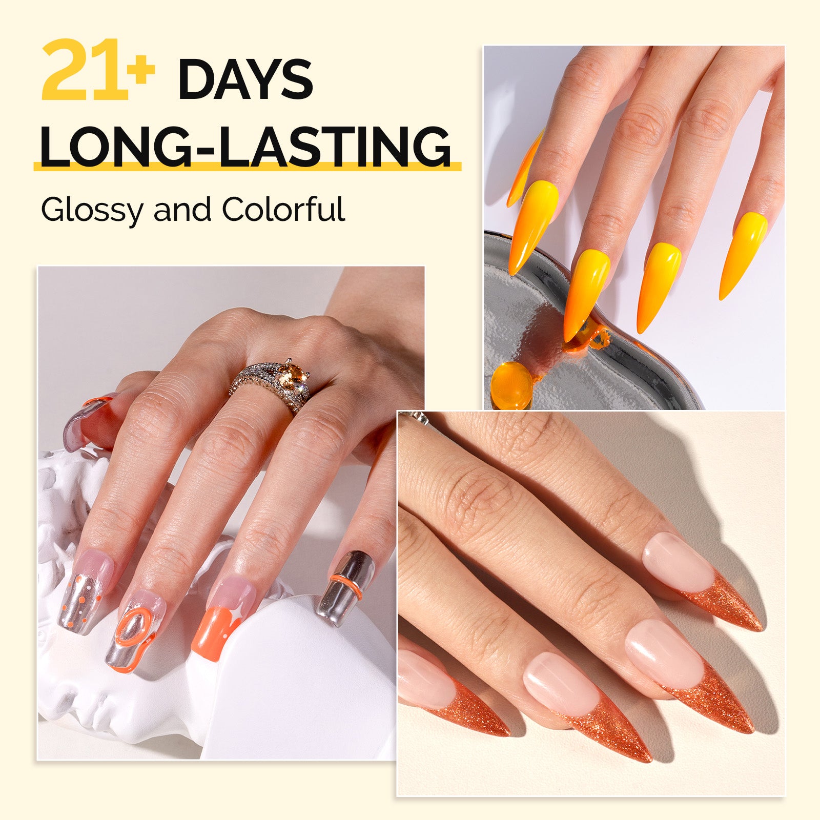 6 Colors Thick Gel Nail Polish Set 15ml - Yellow and Orange