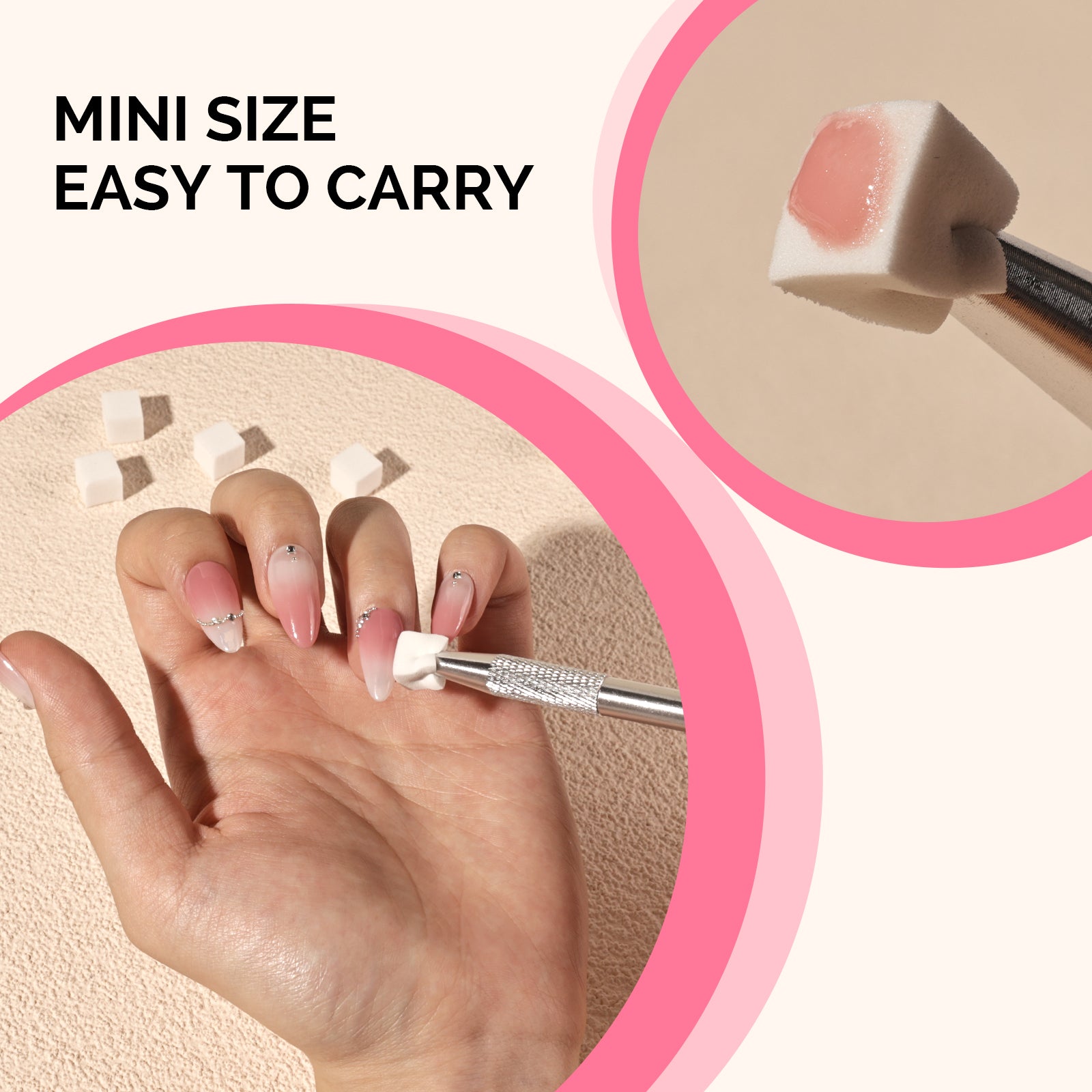 Nail Art Sponges With Grabbing Pen - White