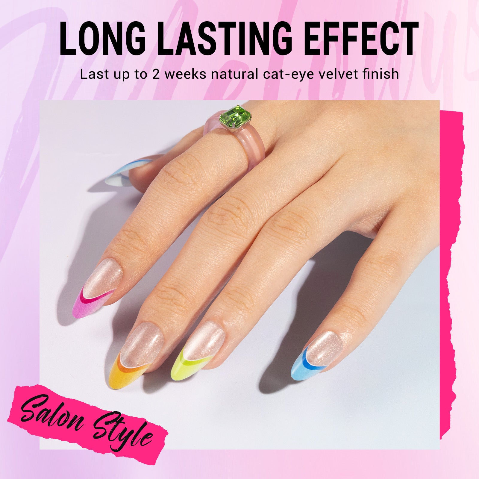 Rainbow Cat Eye Press On Nails Kit - US ONLY