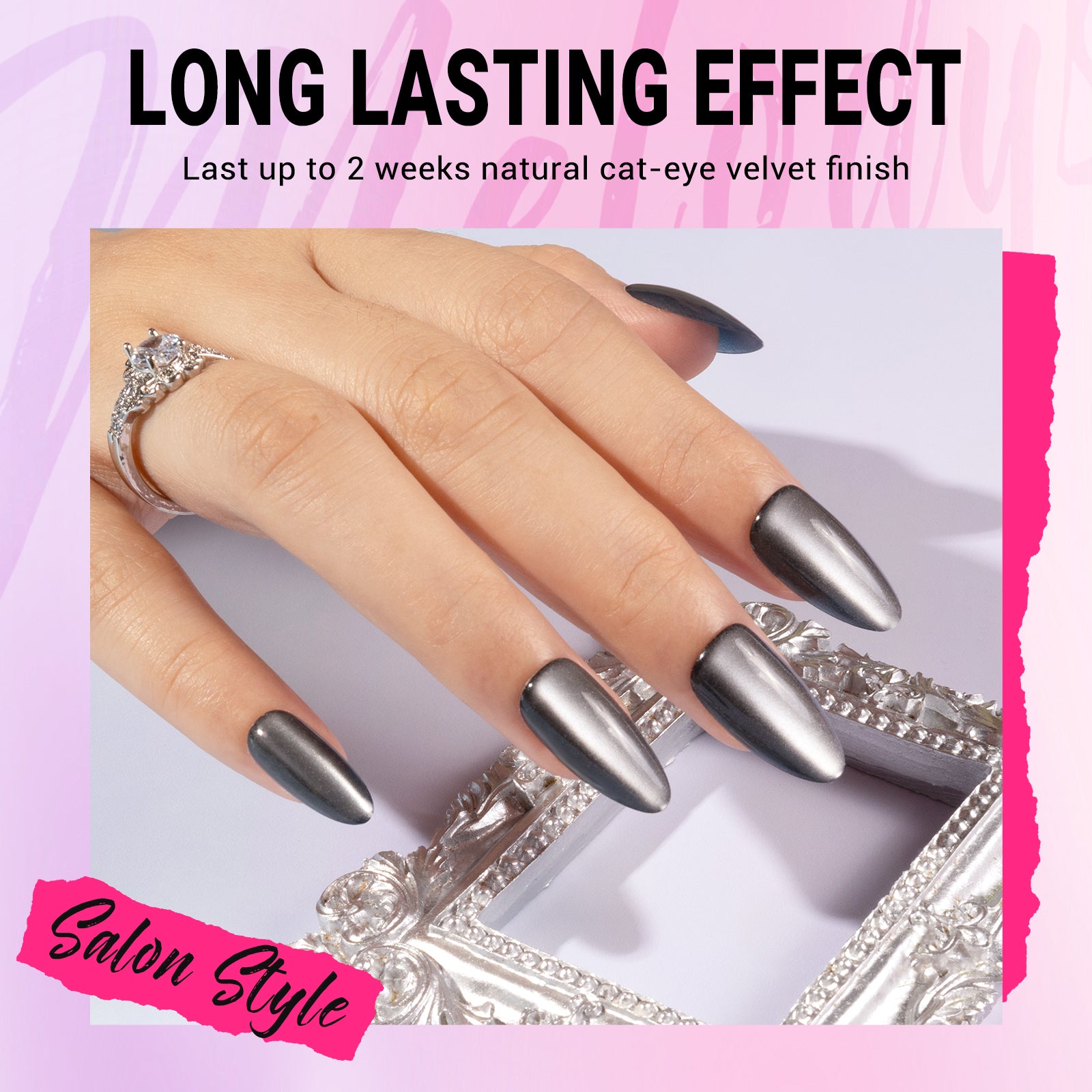 Black Cat Eye Press On Nails Kit - US ONLY