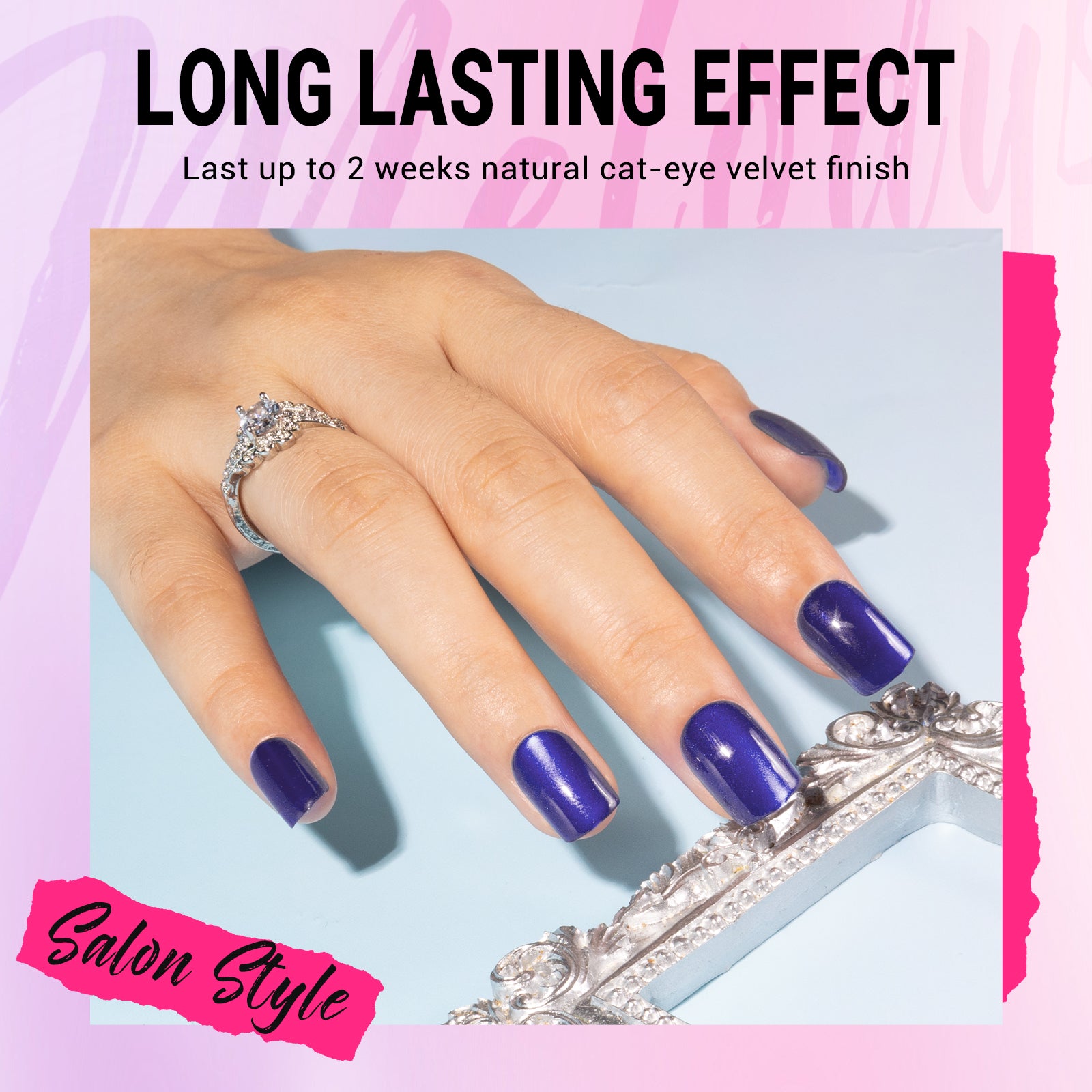 Purple Cat Eye Press On Nails Kit - US ONLY