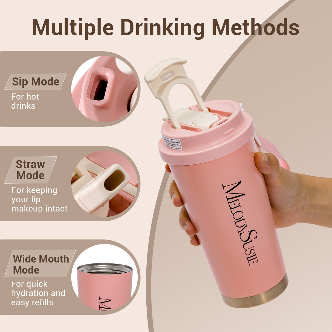 MelodySusie Pink 17oz Stainless Steel Travel Coffee Cup