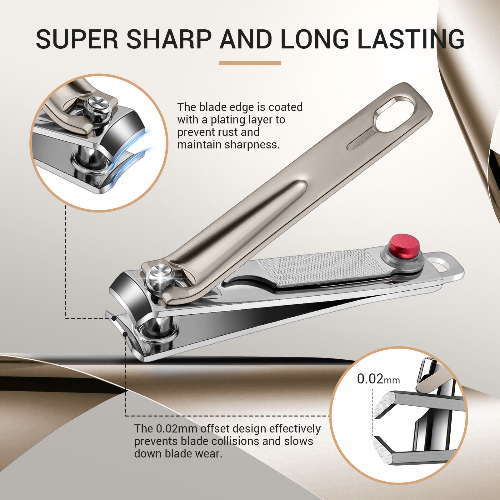 Stainless Steel Nail Clippers 3 in 1 Kit - Champagne