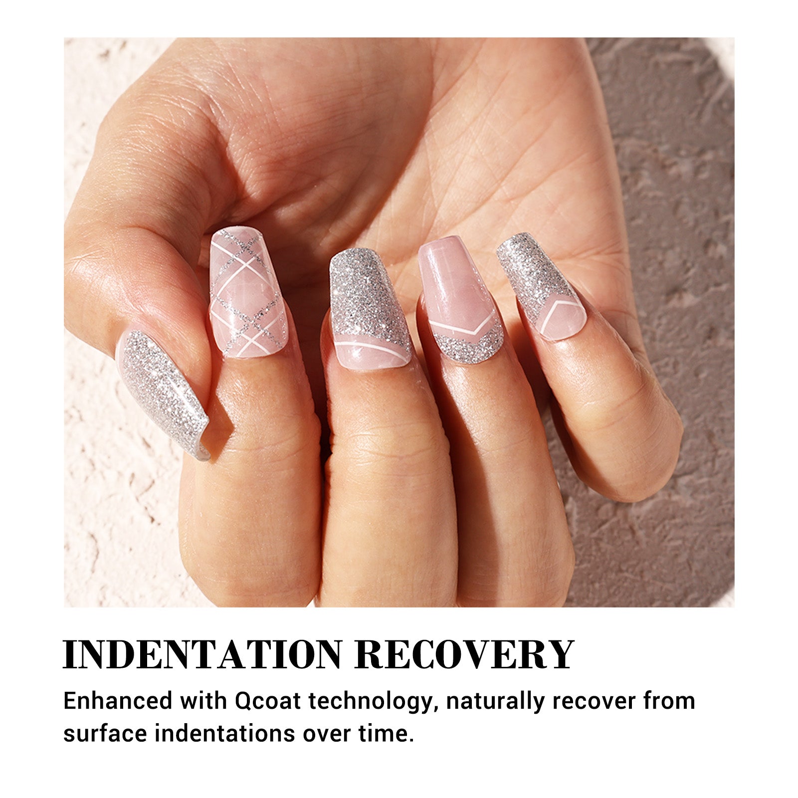 Qcoat Fully Cured Gel Nail Strips - Space French(US ONLY)