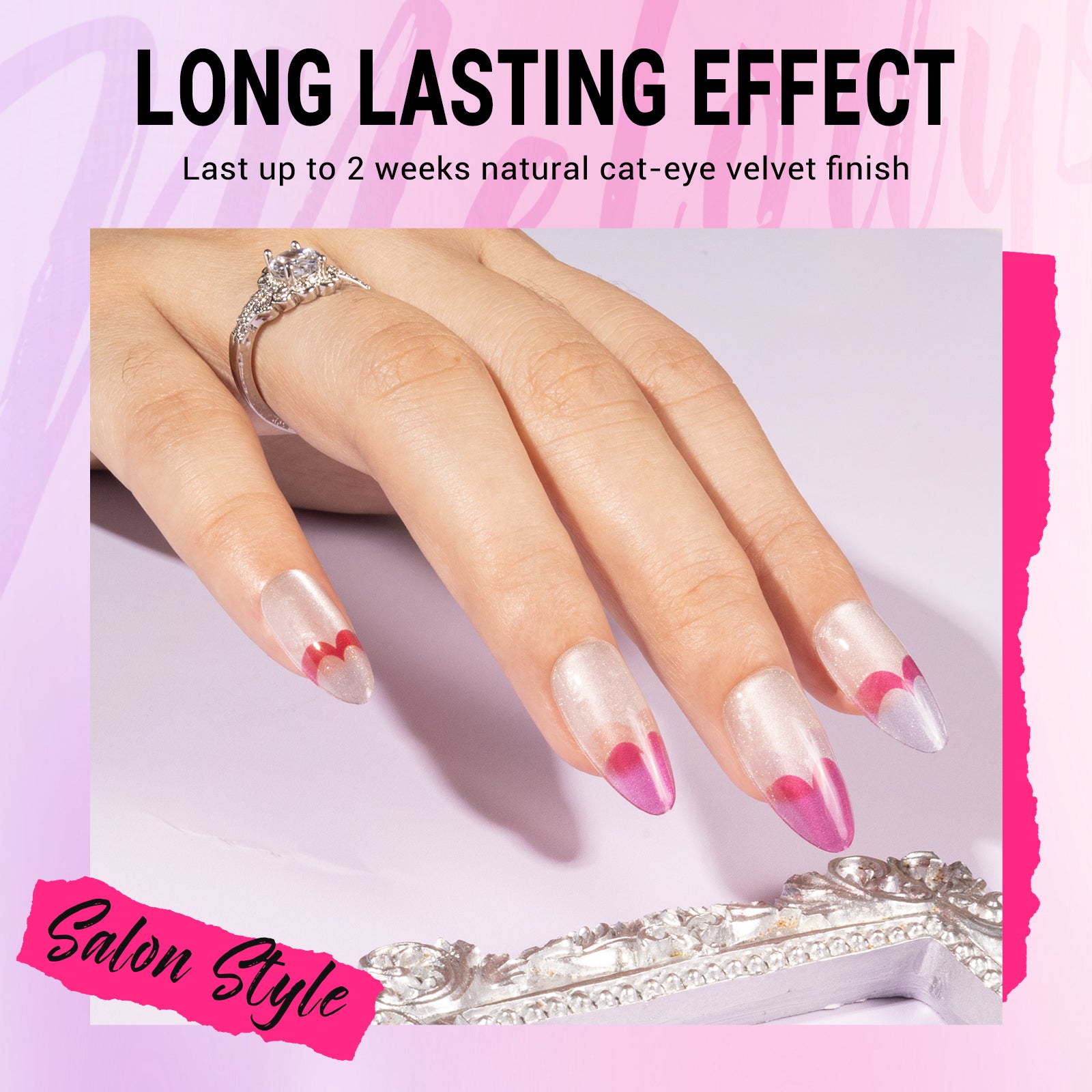 Pink Heart Press On Nails Kit - US ONLY