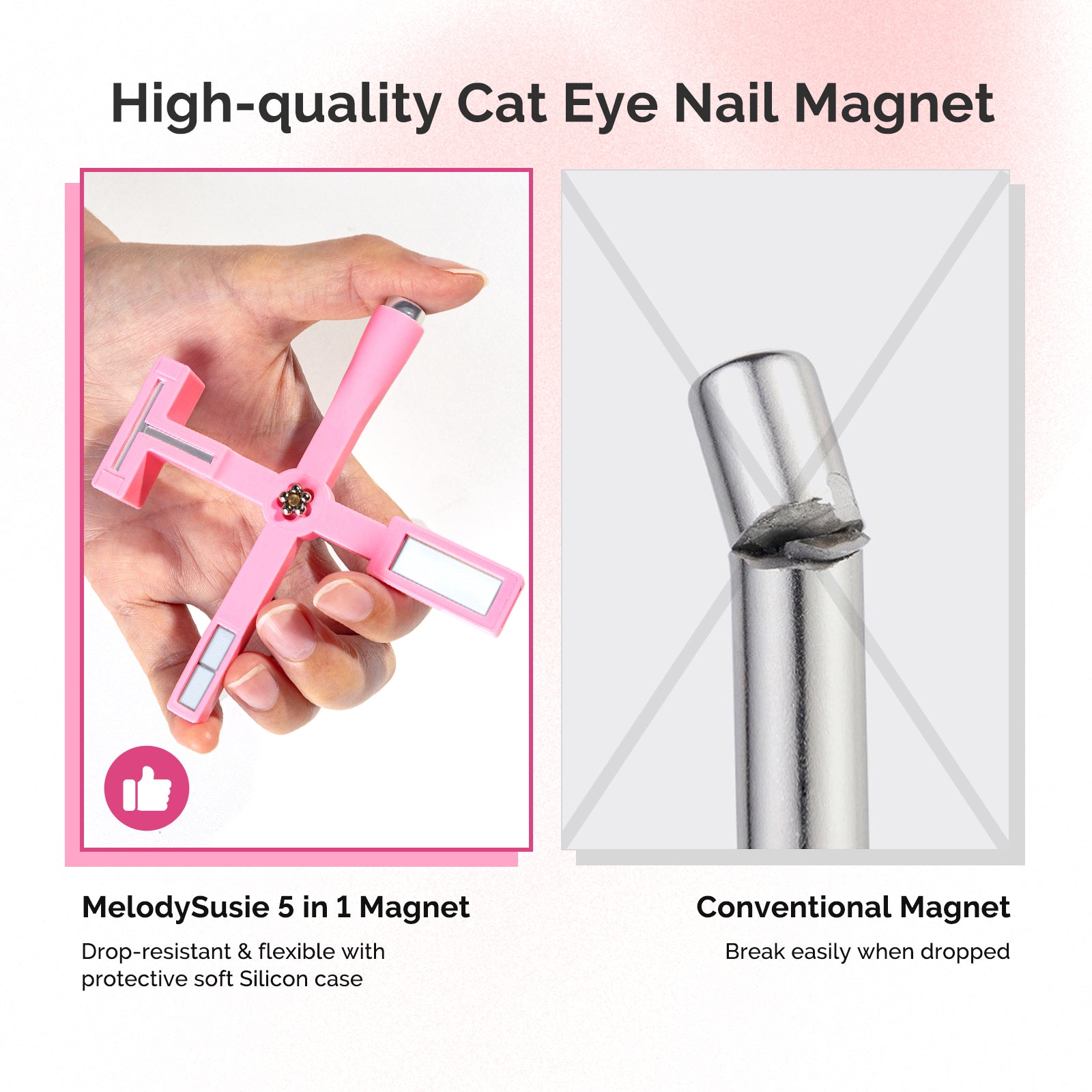 5 in 1 Multifunctional Cat Eye Gel Nail Polish Magnet - Pink