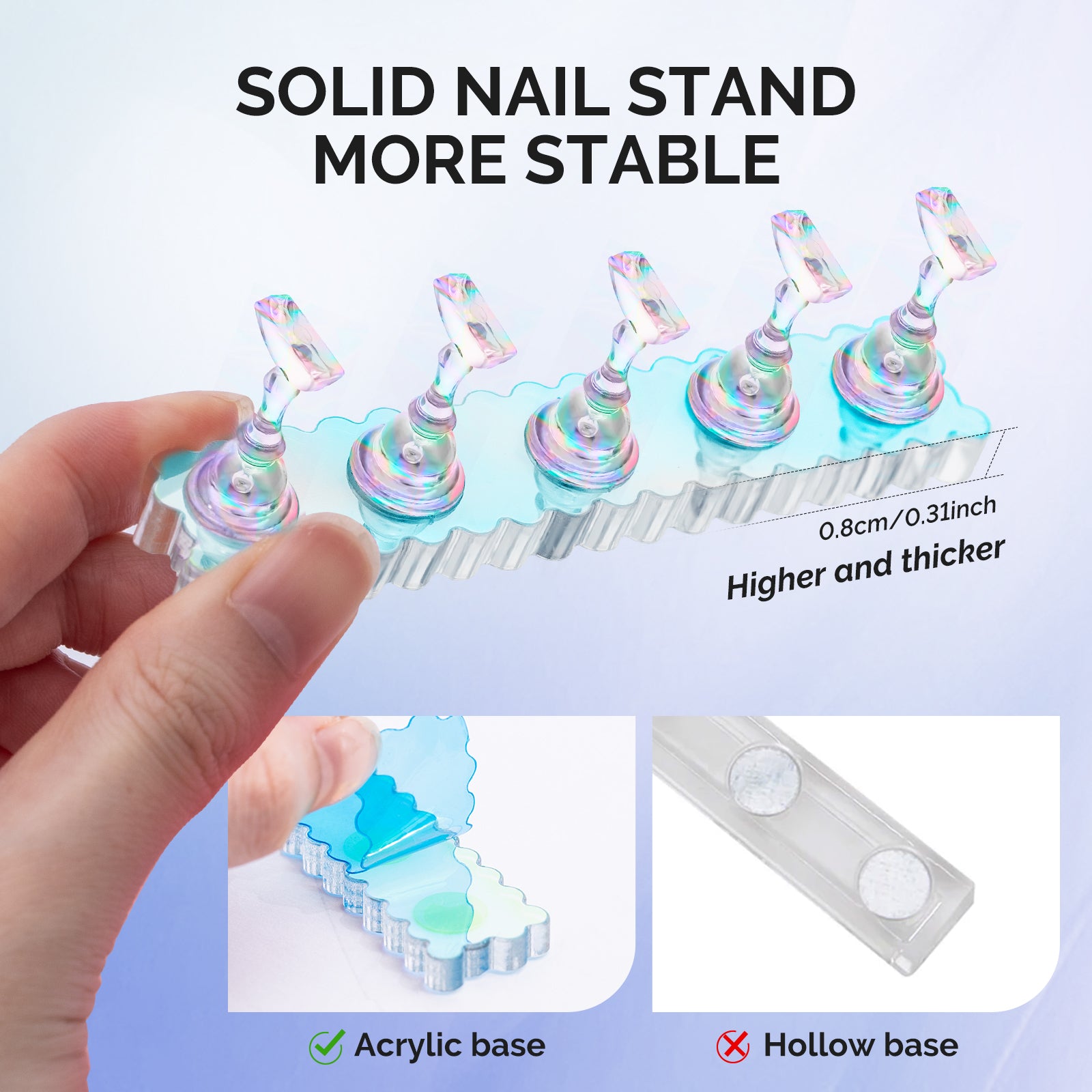 2 Sets Blue Acrylic Magnetic Nail Stand