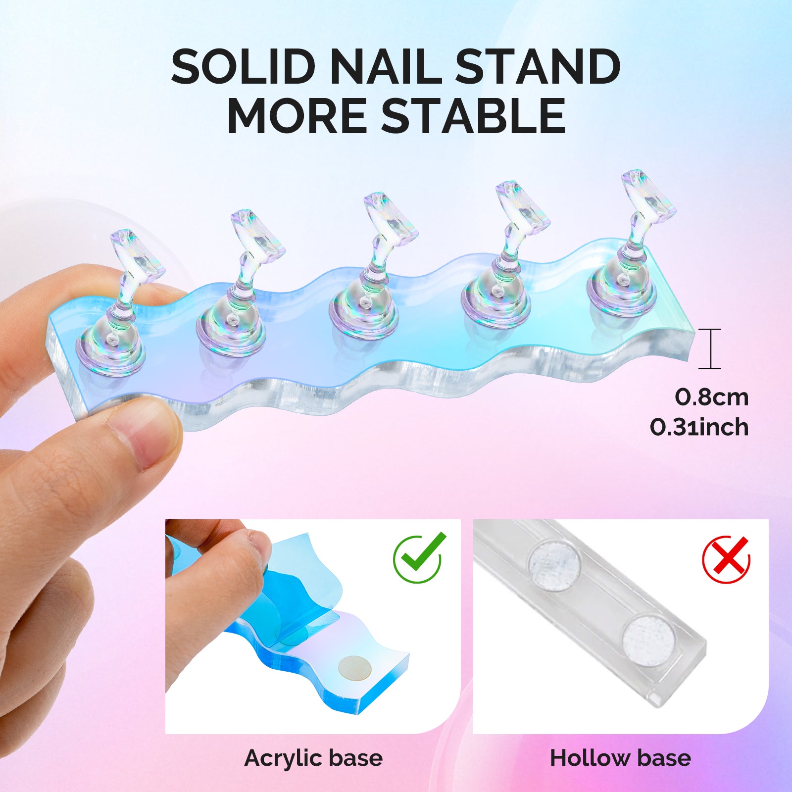 3 Sets Blue Acrylic Magnetic Nail Stand