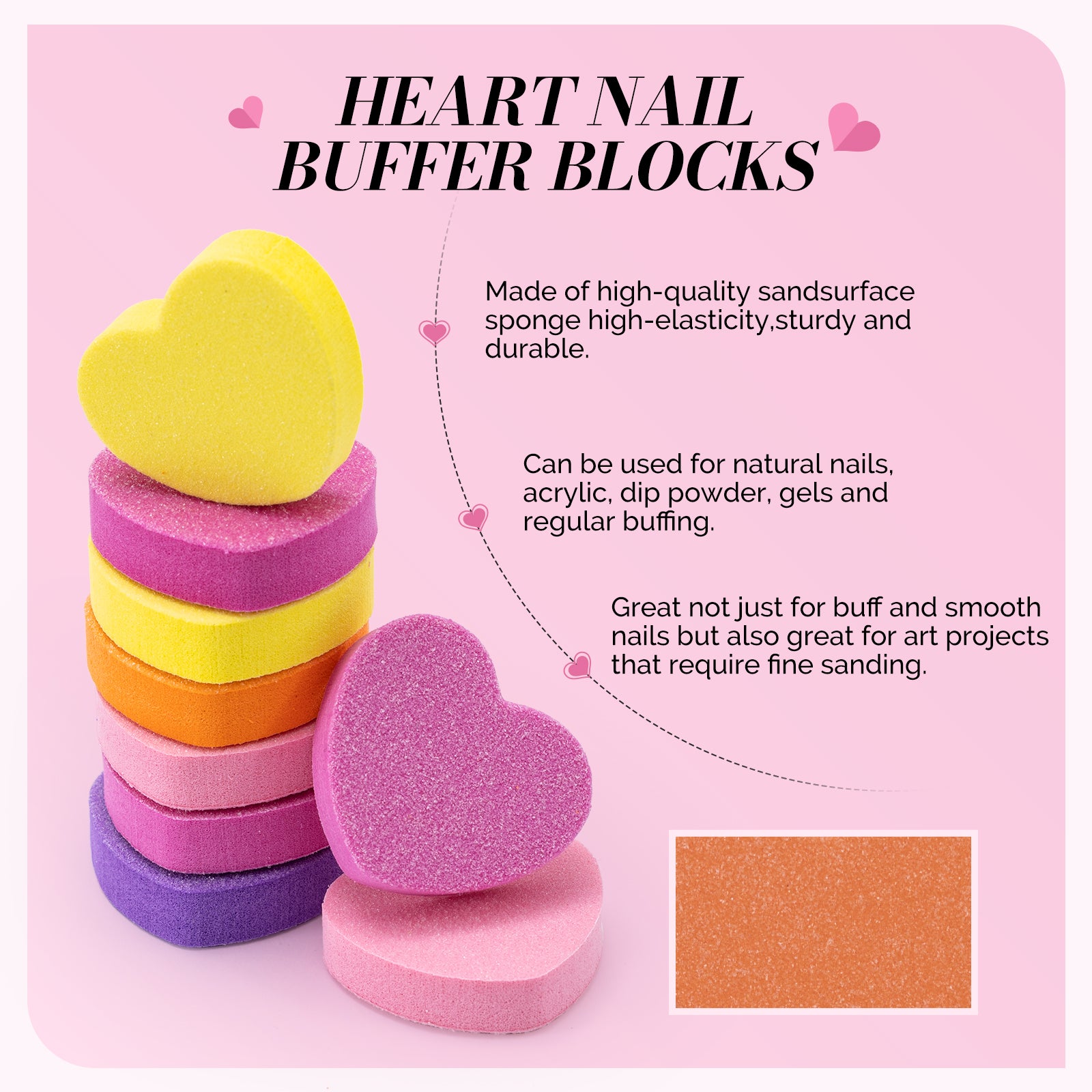 50Pcs Heart Shape Mini Nail Buffer Block 100/180 Grit