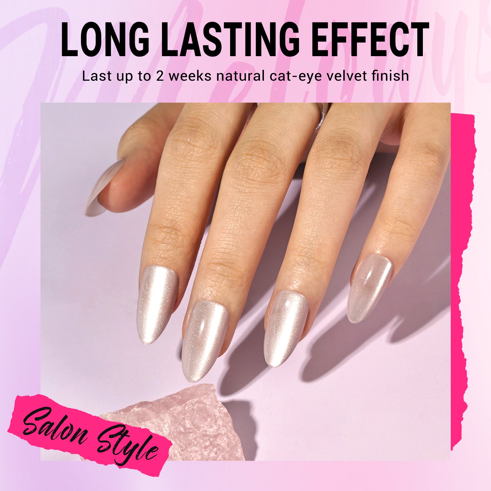 Nude Pink Cat Eye Press On Nails Kit - US ONLY